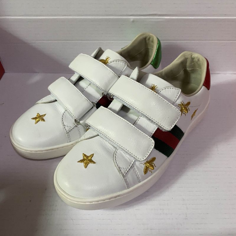 Gucci Gucci Kids ACE White Leather Bee Sneakers 0079 Size US 13 / EU 46 - 1 Thumbnail