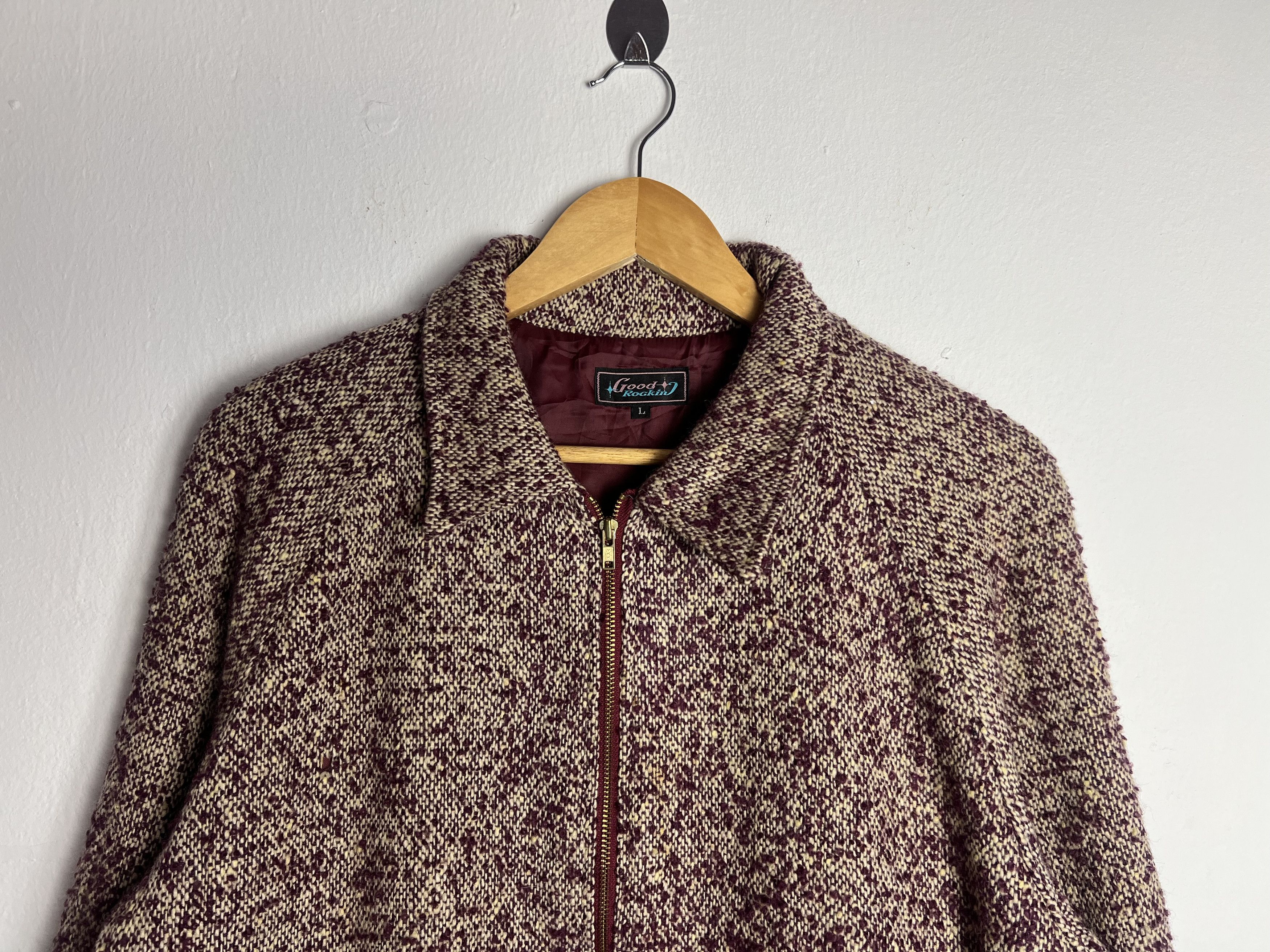 Japanese Brand Vintage Good Rocking Wool Blend Tweed Jacket Size US L / EU 52-54 / 3 - 3 Thumbnail