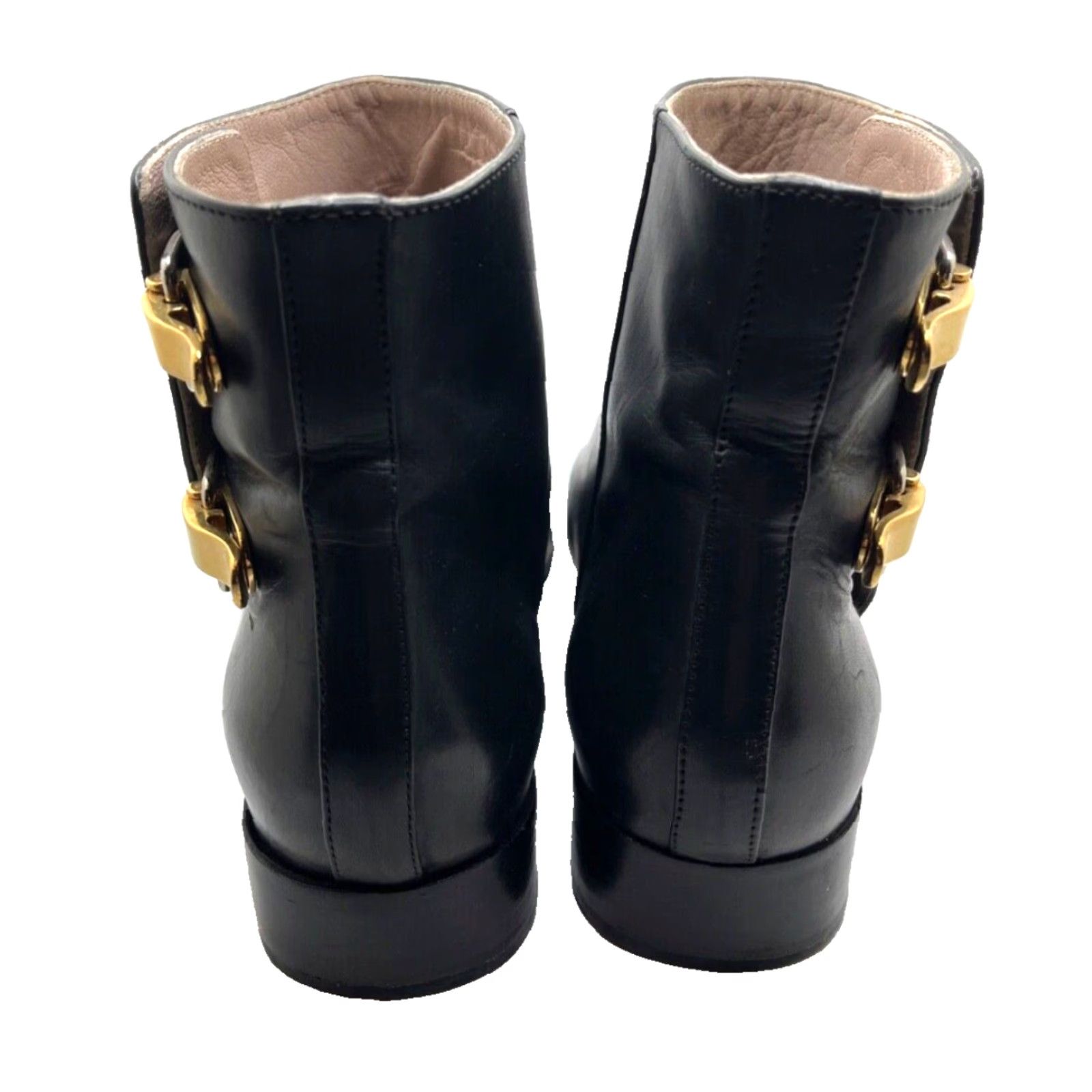 Vintage Chloé Boots Chelsea Black Ankle Flat Buckle Gold Hardware 36.5 Italy Women's Leather Pointed Toe Modern Everyday Casual Size US 7 / IT 37 - 7 Thumbnail