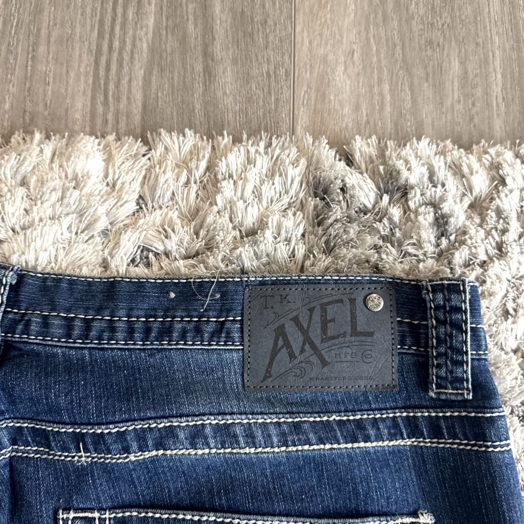 Denime Vintage 00s Axel Blue Embroidered Denim Jeans Bootcut Stretch Y2K Mens Sz 38x32 Size US 38 / EU 54 - 5 Thumbnail