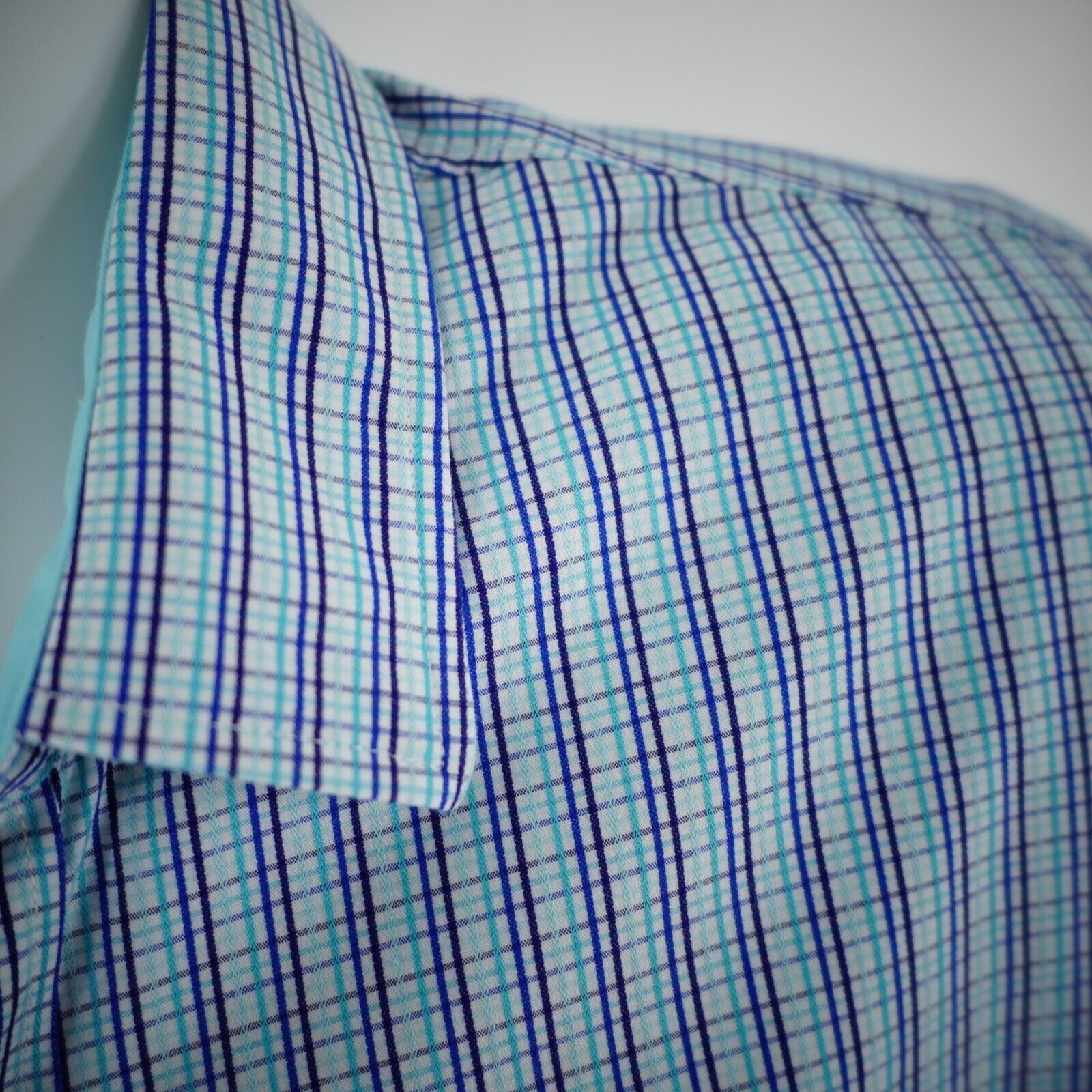 Tasso Elba Tasso Elba XL 17-17.5 Teal Purple White Check Pocket Front C Size US L / EU 52-54 / 3 - 2 Thumbnail
