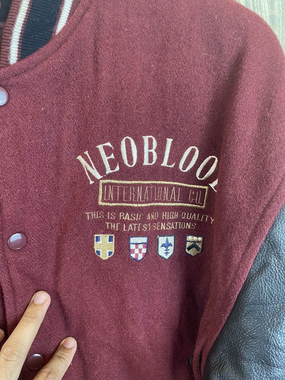Vintage Vintage 80/90s Neo Blood leather sleeve Varsity Jacket Size US L / EU 52-54 / 3 - 5 Thumbnail