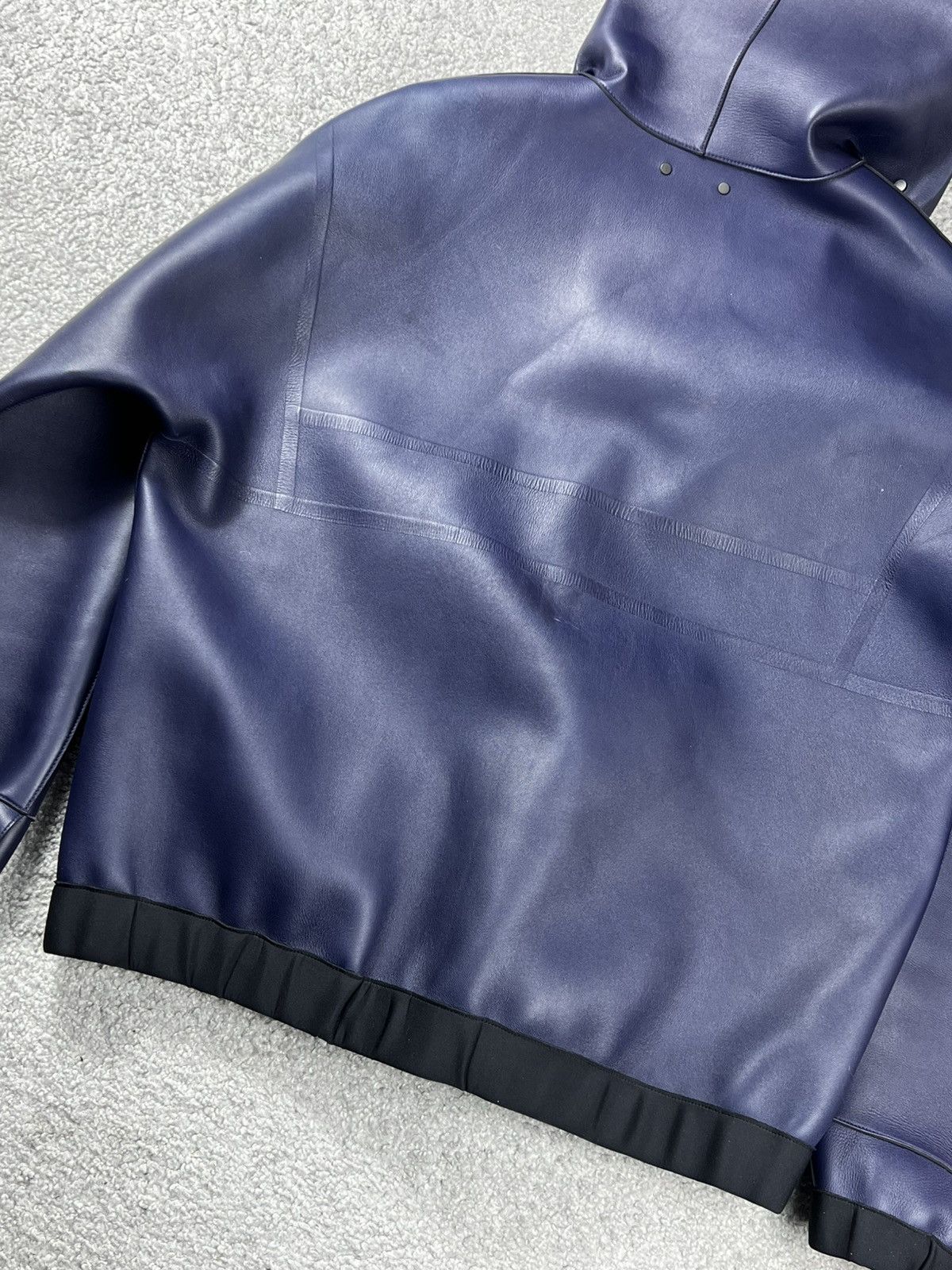 Louis Vuitton Louis Vuitton Leather Dark Blue Hooded Zip Up Jacket Size L Size US L / EU 52-54 / 3 - 15 Thumbnail