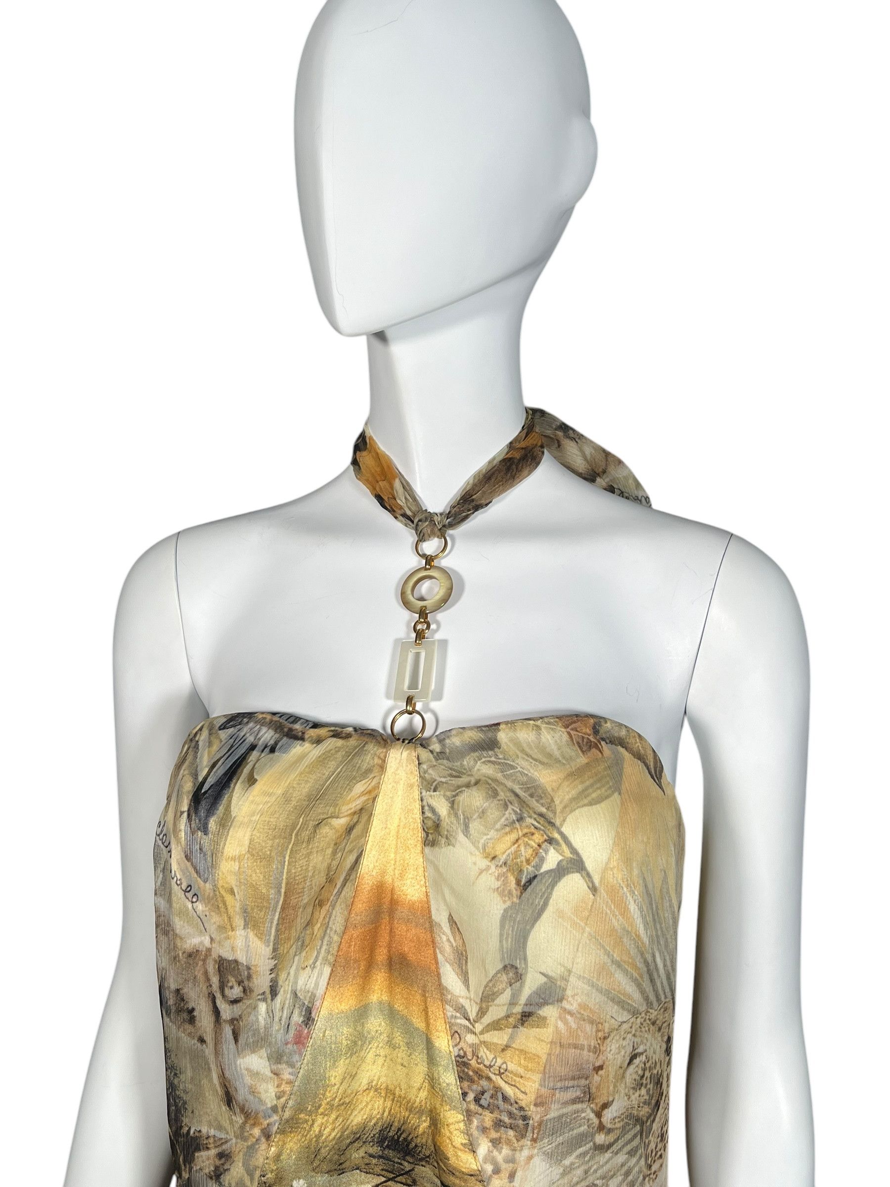 Roberto Cavalli Roberto Cavalli Jungle Print Halter Gown Size L / US 10 / IT 46 - 8 Thumbnail