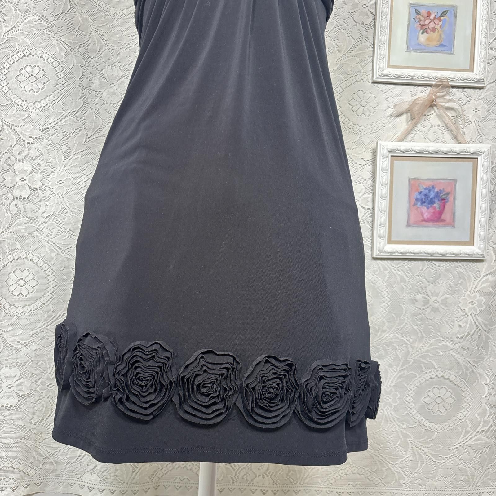 Other vintage black mini cocktail dress with floral trim detailing Size M / US 6-8 / IT 42-44 - 3 Thumbnail