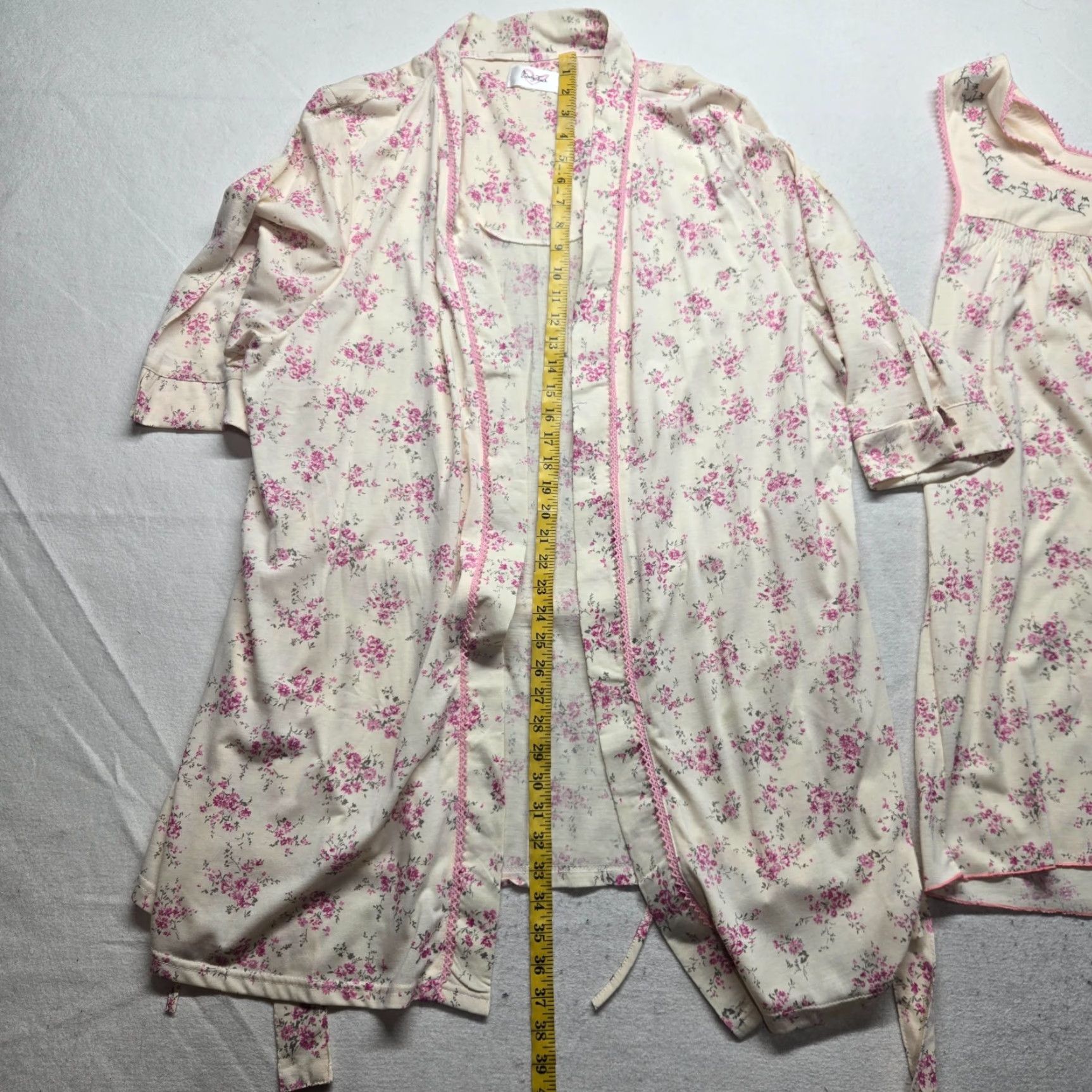Vintage Body Touch Pajama Set Shirt Women XL Ivory Floral Pattern Sleep Set Flowers 90s (not applicable) Size ONE SIZE - 4 Thumbnail