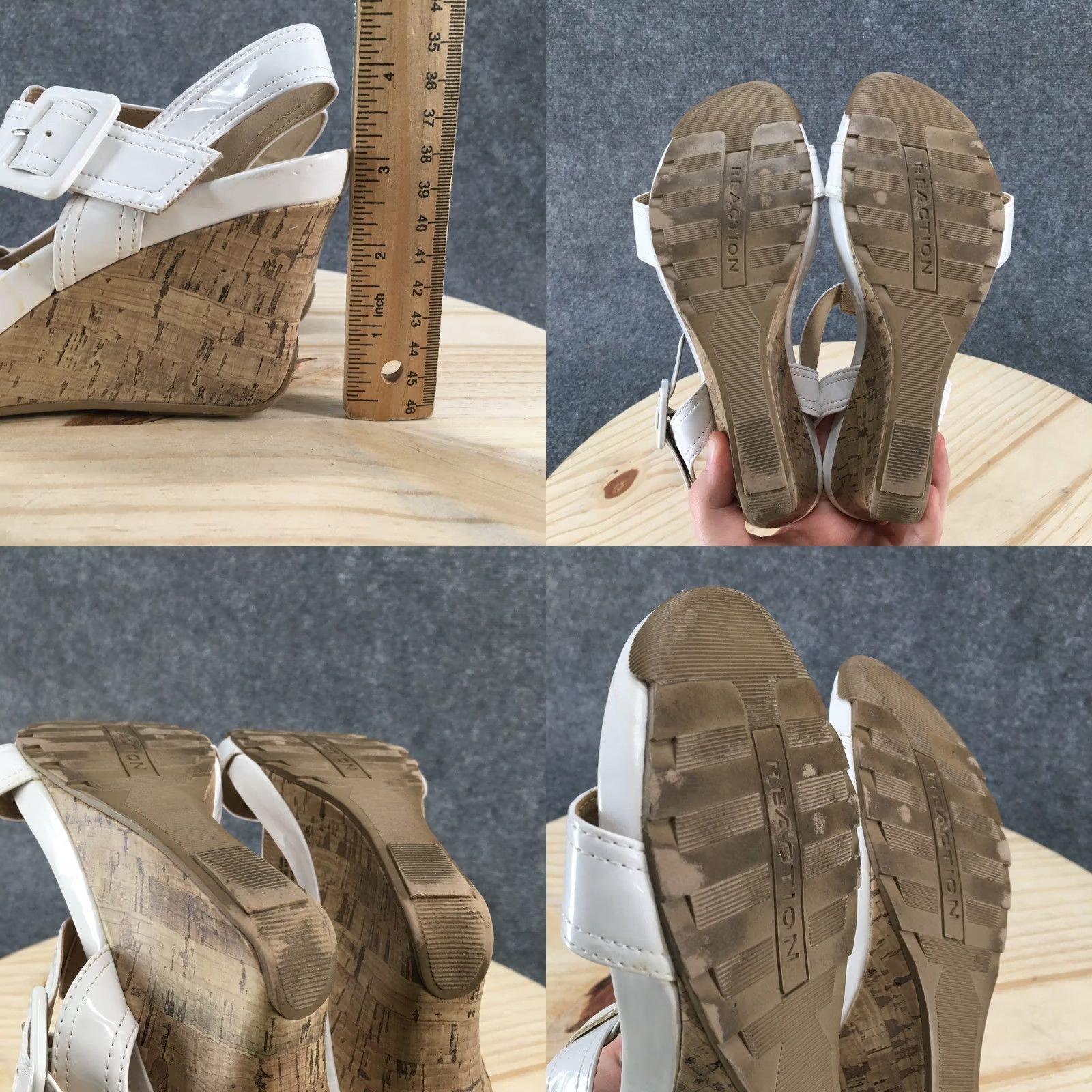 Kenneth Cole Kenneth Cole Reaction Sandals Womens 8 M Tea Cabin Wedge Slingback White Buckle Size US 8 / IT 38 - 9 Thumbnail