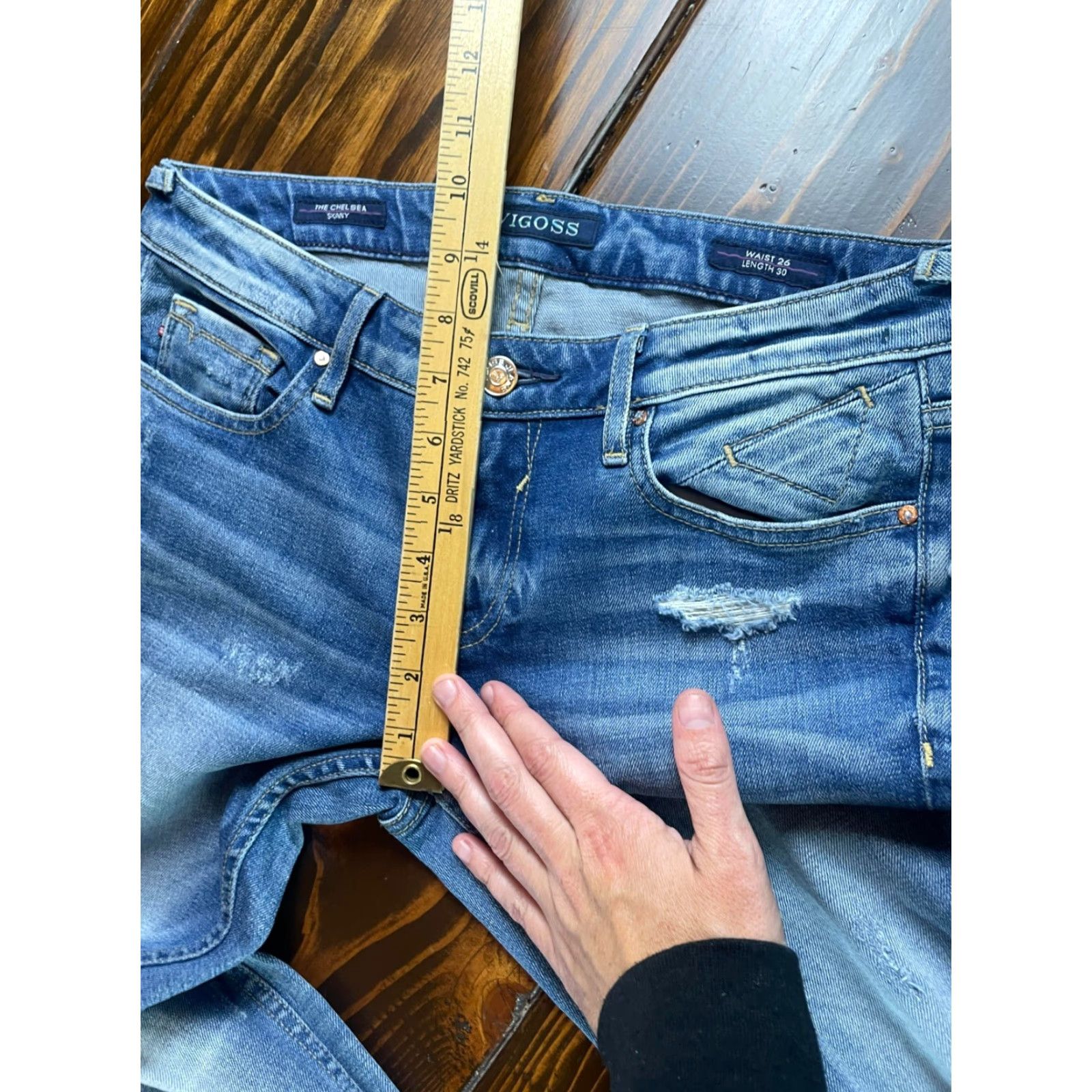 Vintage VIGOSS Jeans Women's Size26x30 Blue Denim The Chelsea Skinny Distressed Size 26" / US 2 / IT 38 - 6 Thumbnail