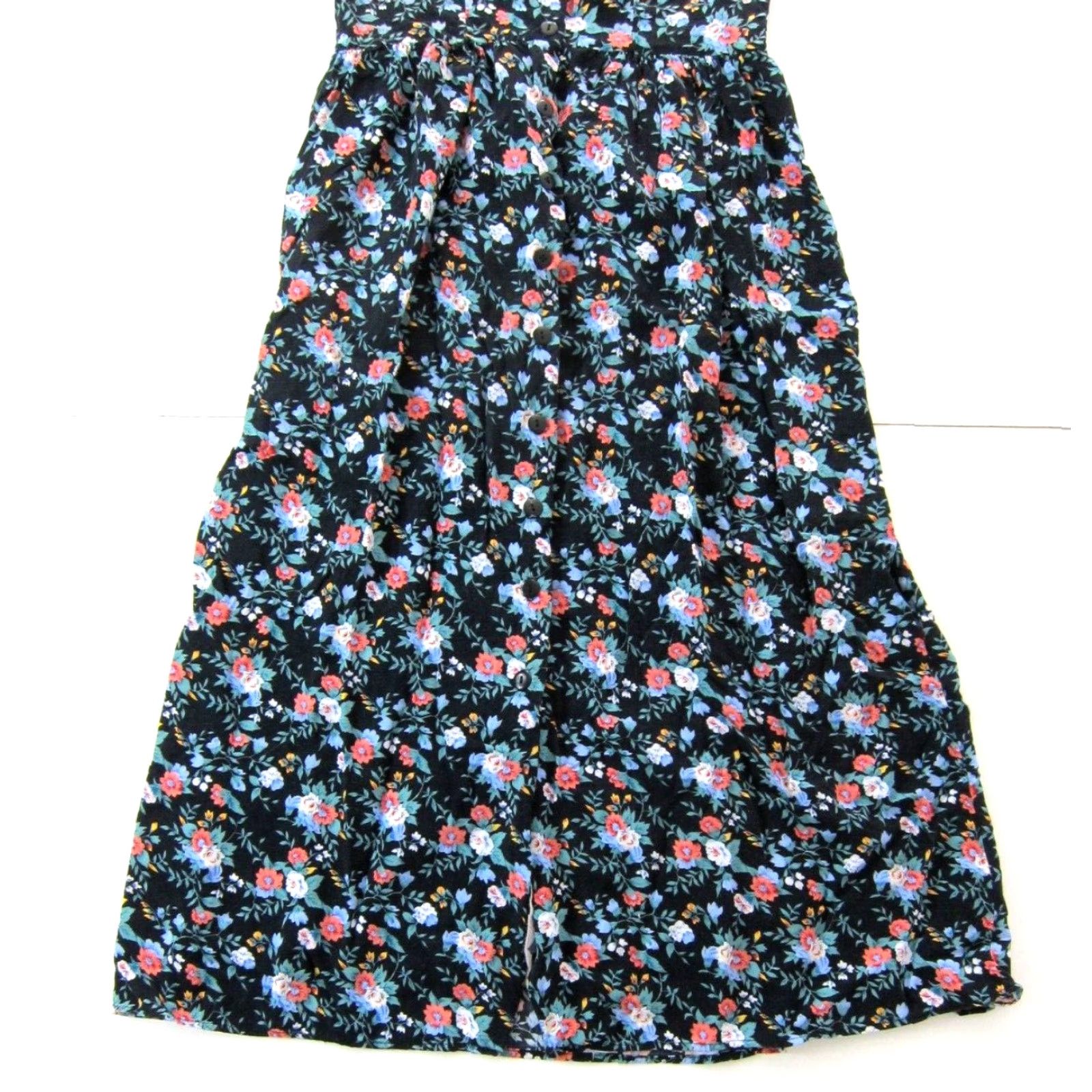 Pinko Sostanza Rayon Stretch Black Pink Green Floral Button Down Maxi Tank Sun Dress S Size S / US 4 / IT 40 - 7 Thumbnail