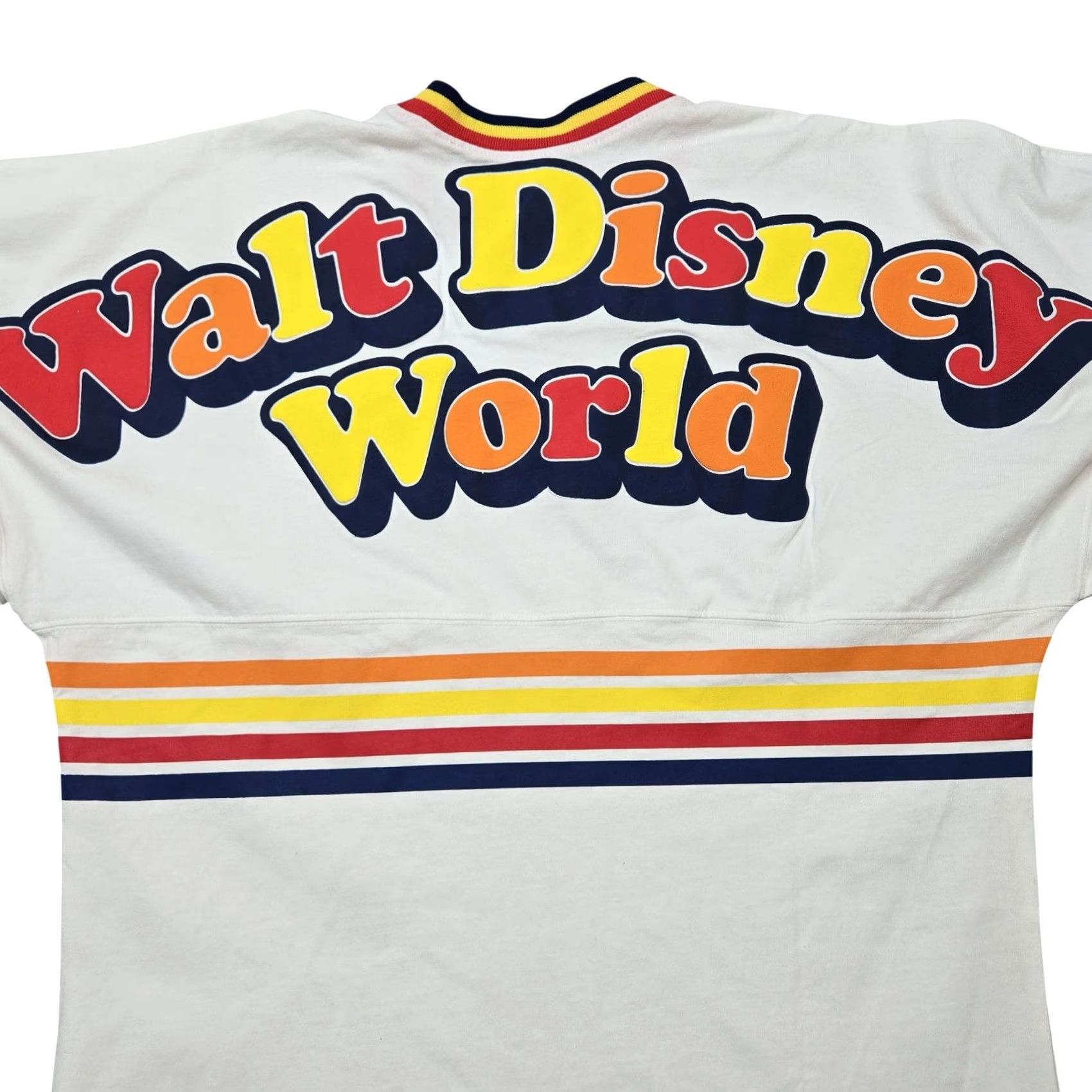 Disney VINTAGE Disney Parks Sweatshirt Womens XS White Pullover Jersey Striped Logo Tagless Size XS / US 0-2 / IT 36-38 - 2 Thumbnail