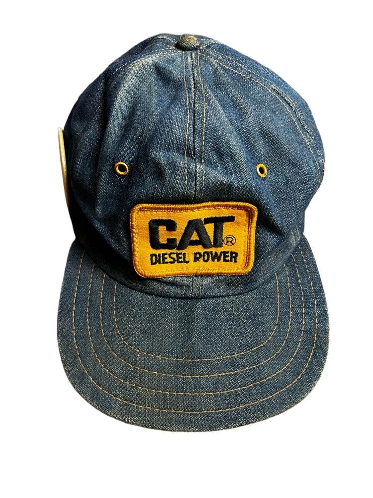 Caterpillar 1970's-1980's CAT Diesel Power Denim Trucker Snapback Size ONE SIZE - 1 Thumbnail