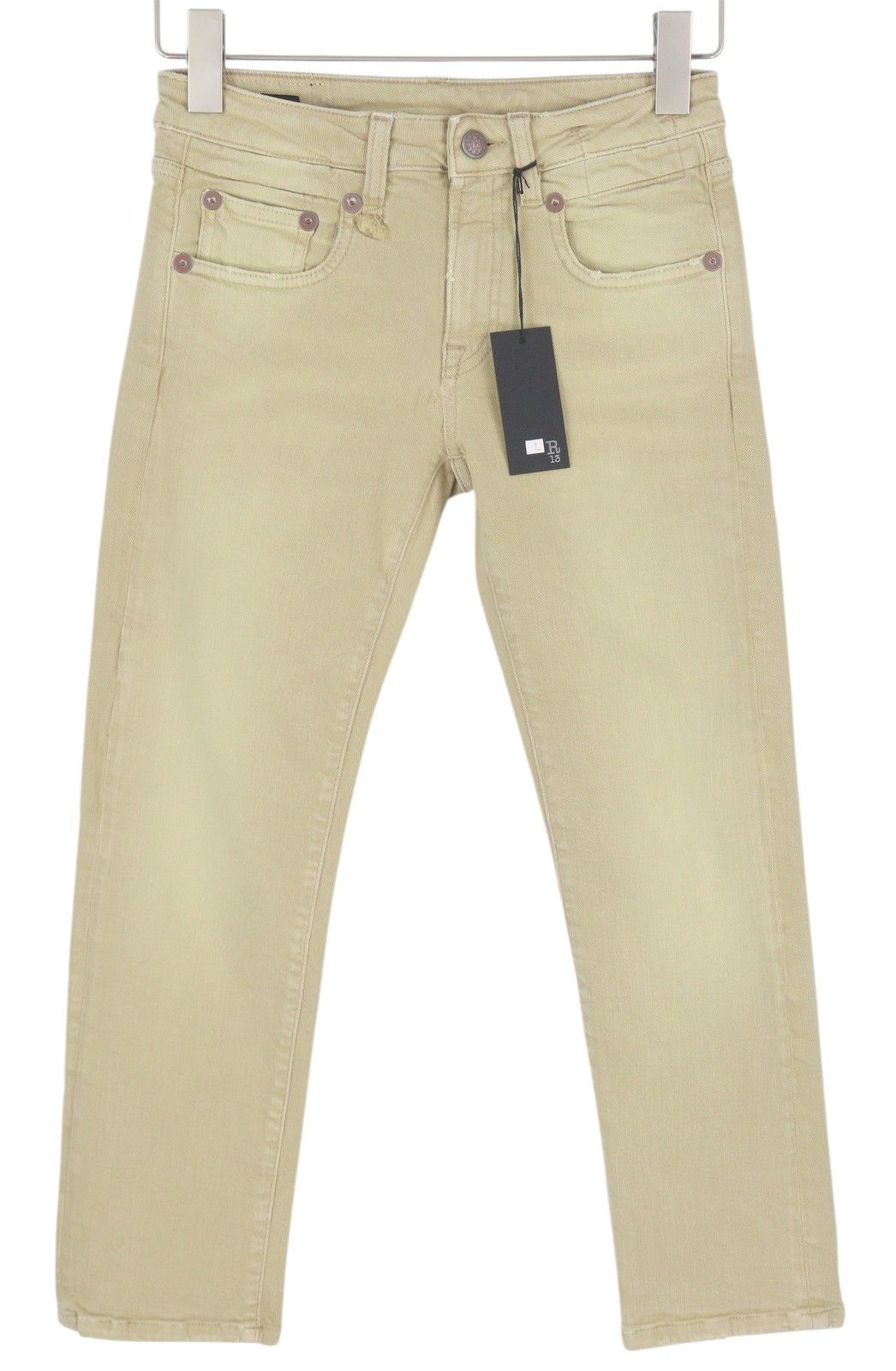 R13 BOY STRAIGHT 24 Khaki Stretch Faded Cropped 86266 Size 24" / US 00 / IT 34 - 3 Thumbnail