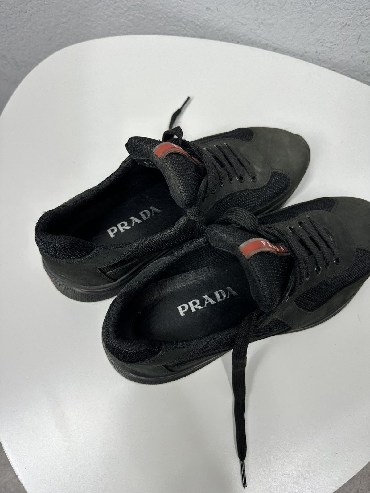 Prada Prada America's Cup Leather Low Top Sneakers Shoes Black Size US 8.5 / EU 41-42 - 6 Thumbnail