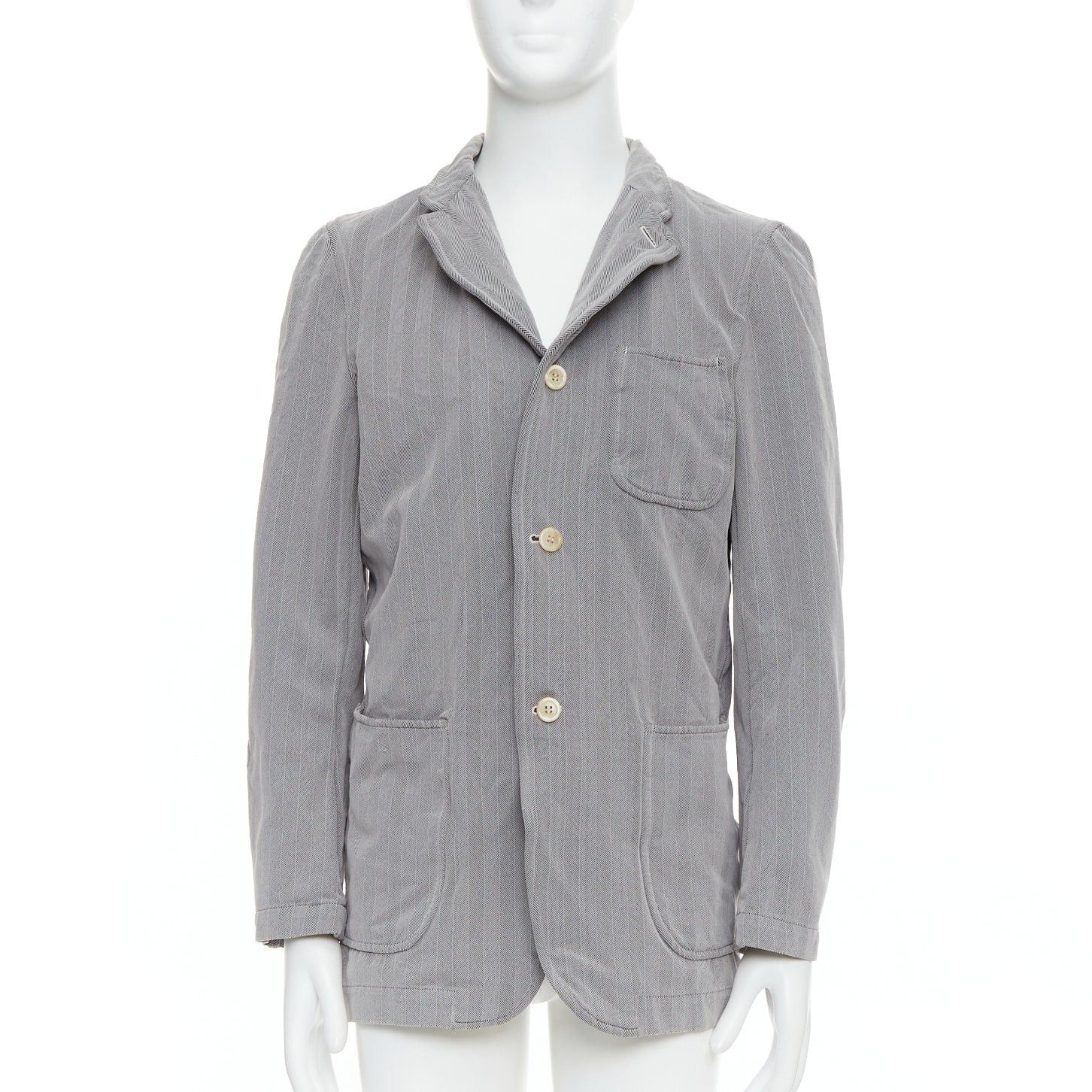 Comme des Garcons COMME DES GARCONS HOMME PLUS 1999 grey crinkle effect 3 pocket blazer M Size 48R - 1 Thumbnail