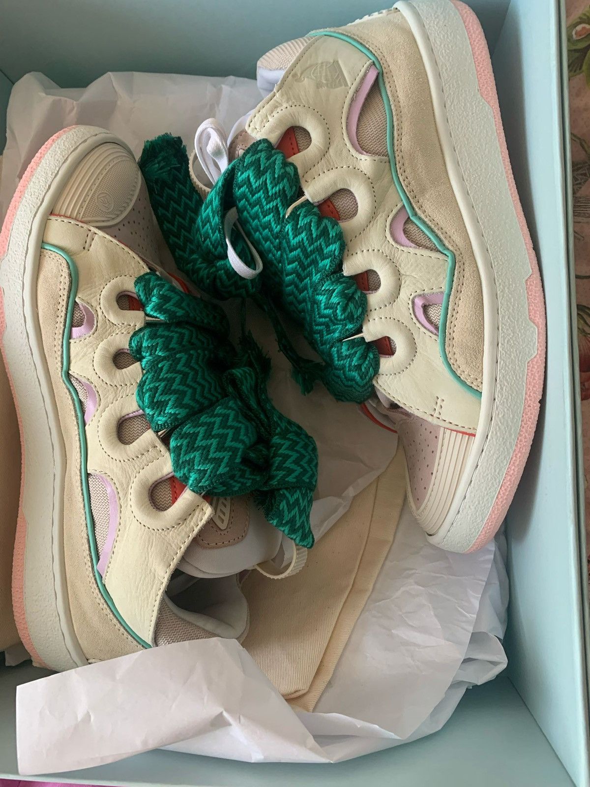 Lanvin *BRANDNEW* Lanvin White Pink turquoise Curb Sneaker Sz.40 Size US 10 / IT 40 - 7 Thumbnail