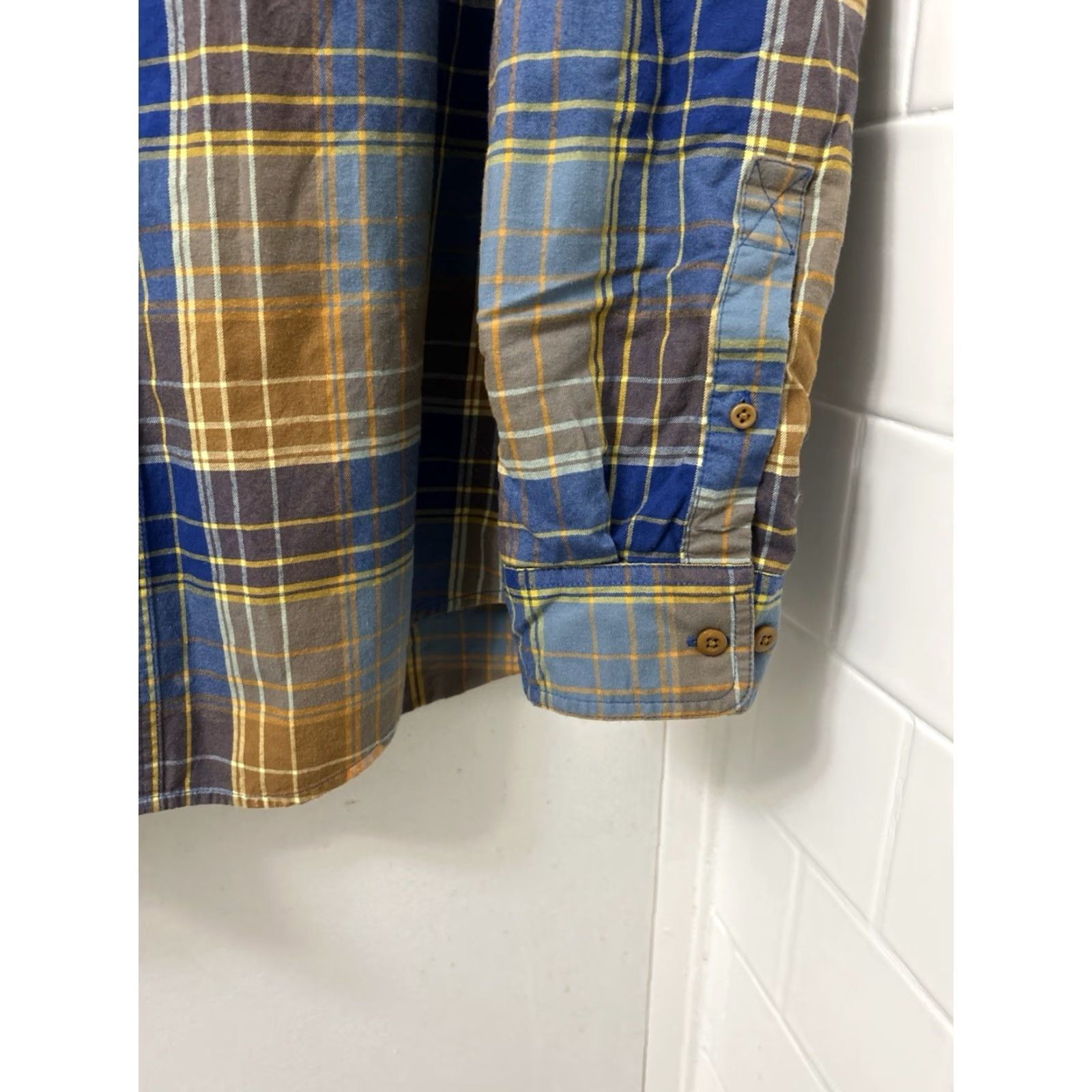 Vintage L.L. Bean Signature Castine Flannel Shirt Mens Large Blue Yellow Slim Fit Button-Up Plaid Casual Workwear Vintage: No Size US L / EU 52-54 / 3 - 6 Thumbnail