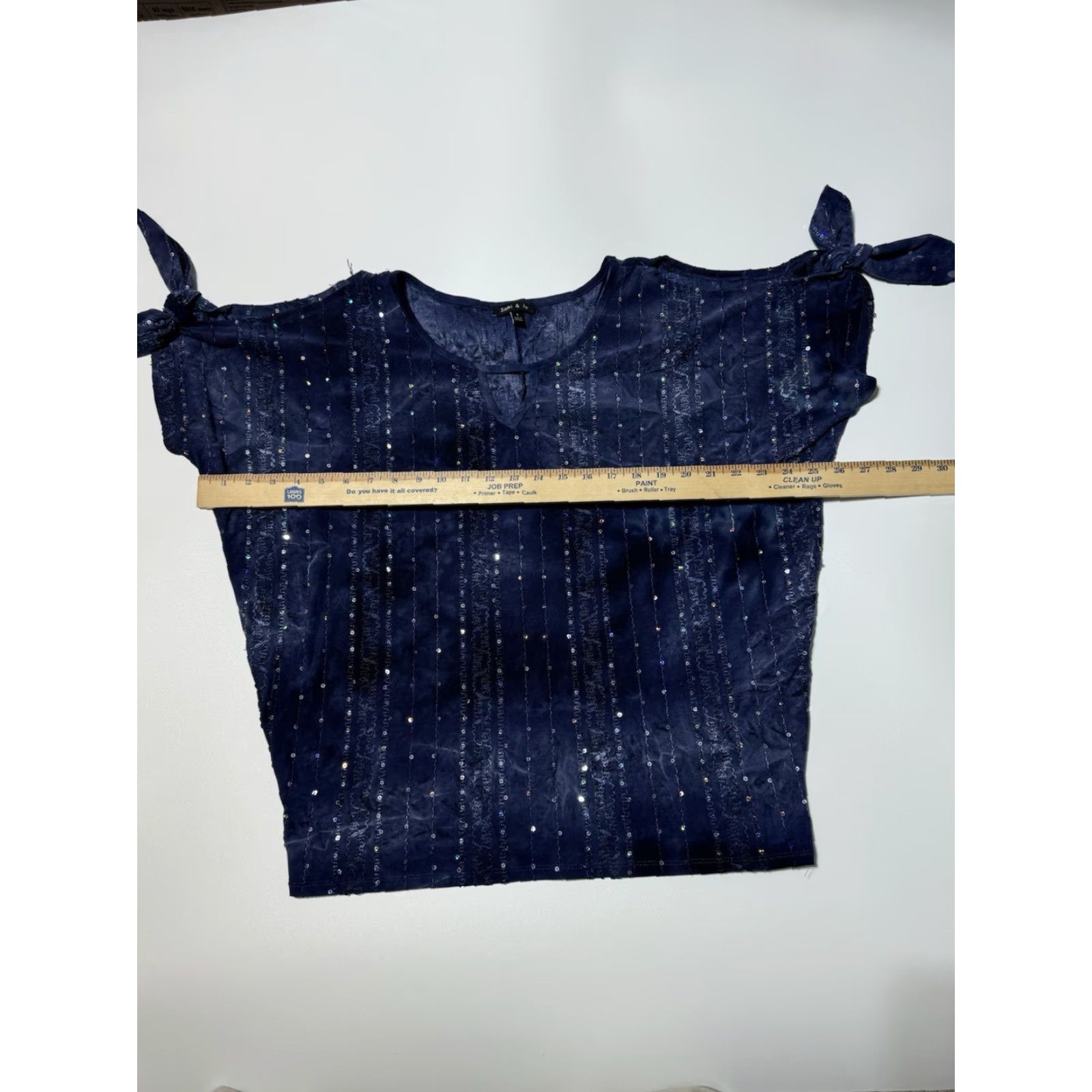 Vintage Sami & Jo Top Blouse Sz S Blue Sequin Fairy Grunge Whimsigoth 90s Bohemian Gothic Casual Party Workwear Short Sleeve Cold Shoulder Women's Size S / US 4 / IT 40 - 3 Thumbnail