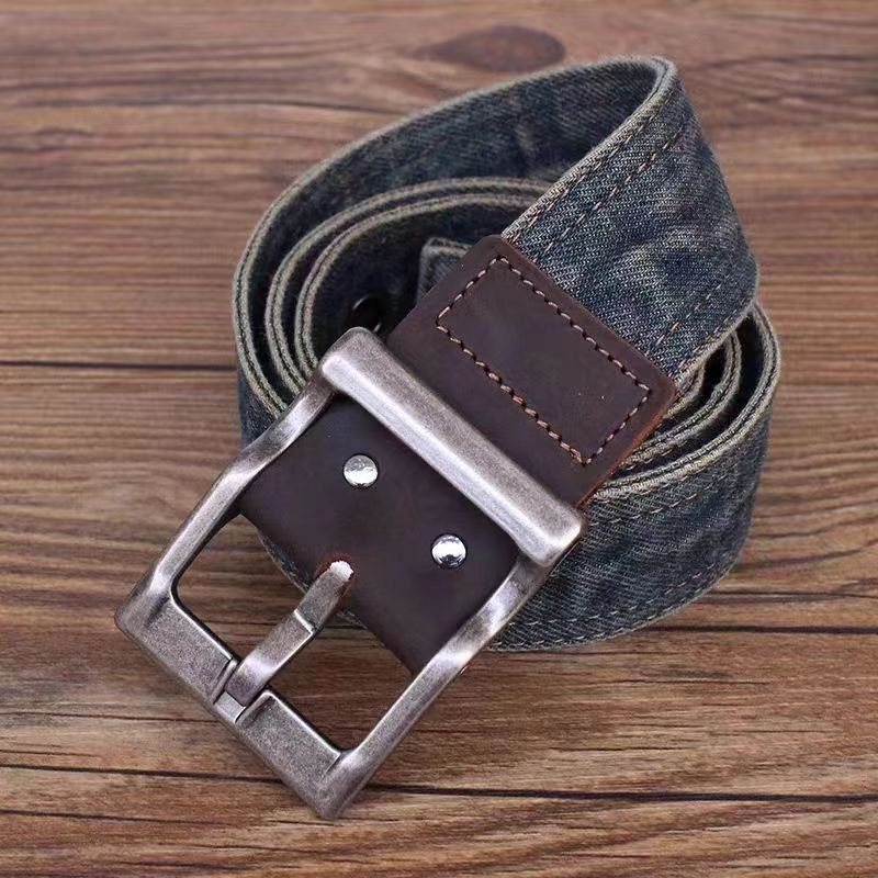 Japanese Brand × Vintage 47in Vintage Pin Buckle Versatile Denim Wide Belt Size ONE SIZE - 1 Thumbnail