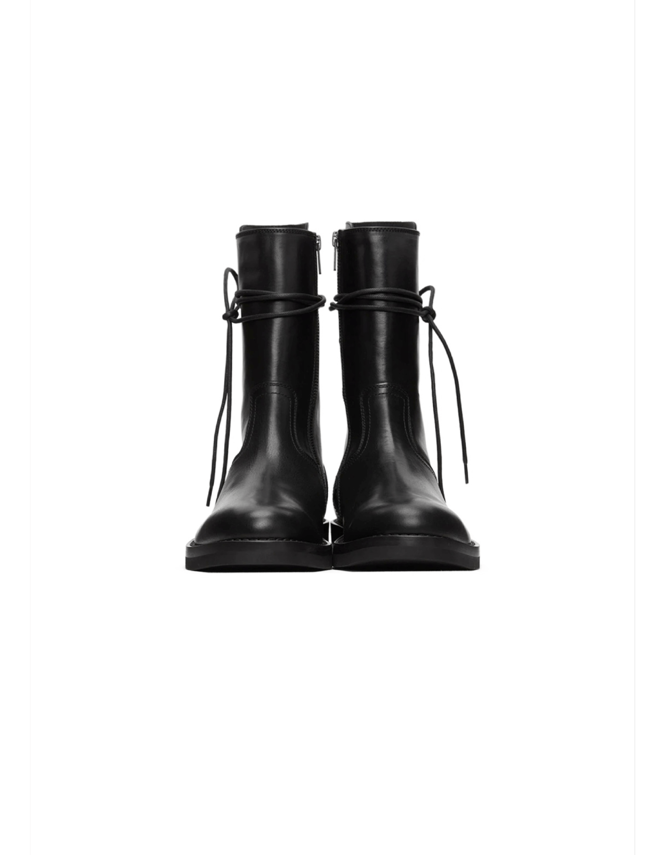 ANNDEMEULEMEESTER
 アンドゥムルメステール 希少ストール Ann Demeulemeester black tall boots with curved zipper (36.5