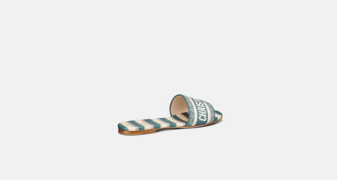 Dior o1w1db10924 D-Stripes Embroidered Cotton Slides Multicolor Size US 6 / IT 36 - 3 Thumbnail