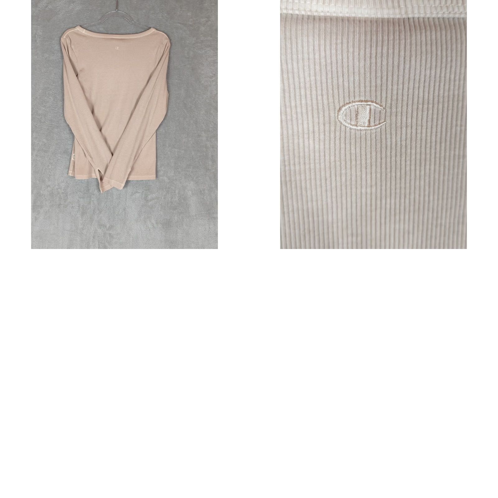 Champion Champion Womens Long Sleeve T-Shirt Ribbed Base Layer Split Cuff Oatmeal L Pullover Casual Activewear Shirt Womens Size L / US 10 / IT 46 - 9 Thumbnail