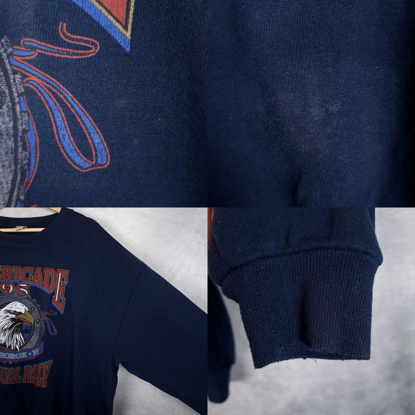 Jerzees VINTAGE Jerzees Sweatshirt Mens XL Blue Eagle Biker Rally 90s Sleeve Hit Size US XL / EU 56 / 4 - 8 Thumbnail