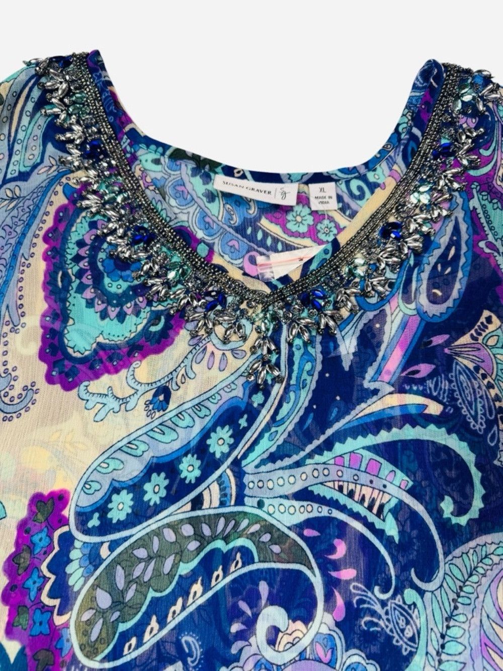 Other NWT New Susan Graver Paisley V-Neck Tunic with Embellished Size XL / US 12-14 / IT 48-50 - 5 Thumbnail