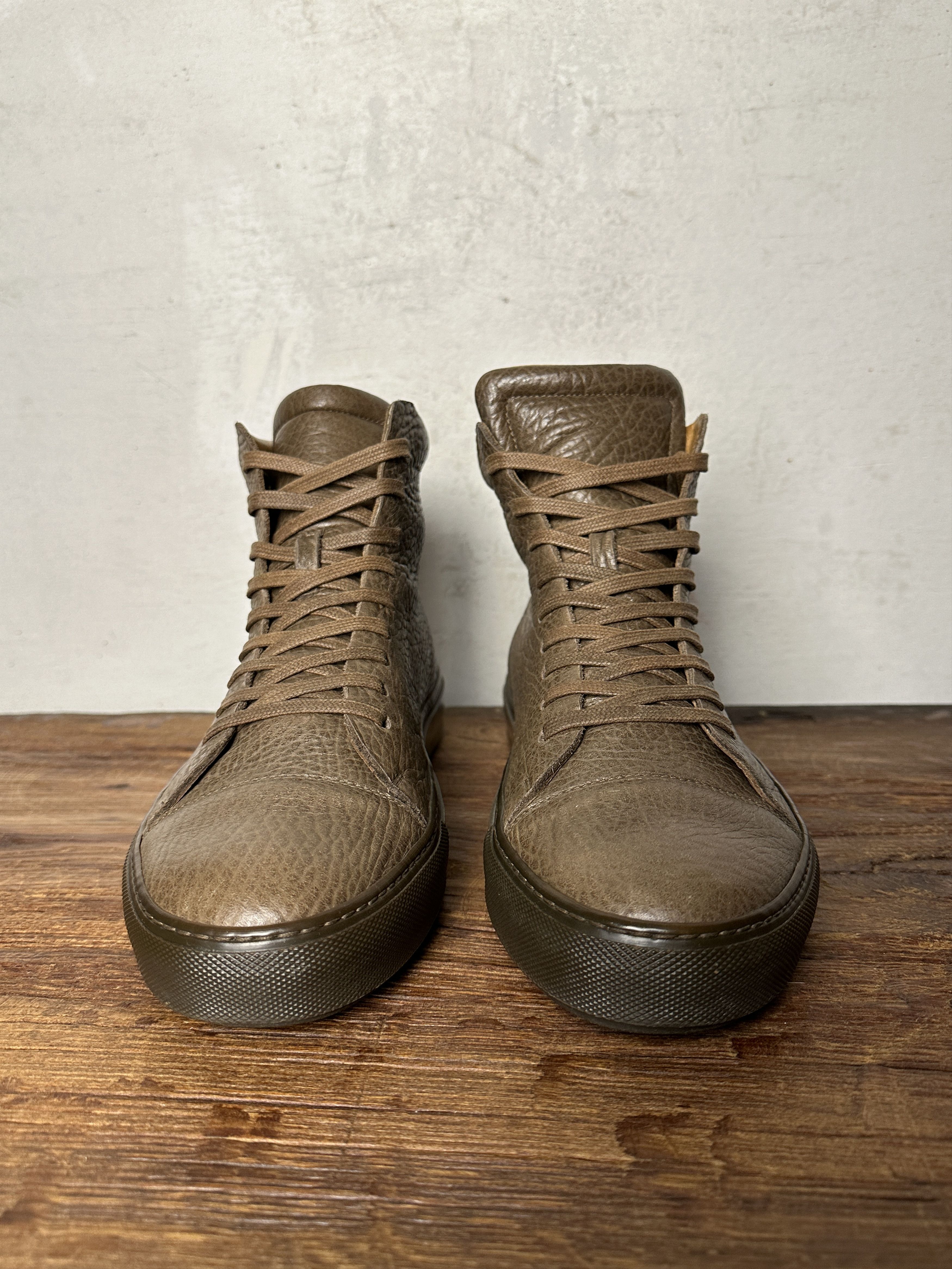 Acne Studios ACNE STUDIOS LOGO BROWN LEATHER HIGH TOP SNEAKERS Size US 10 / EU 43 - 4 Thumbnail