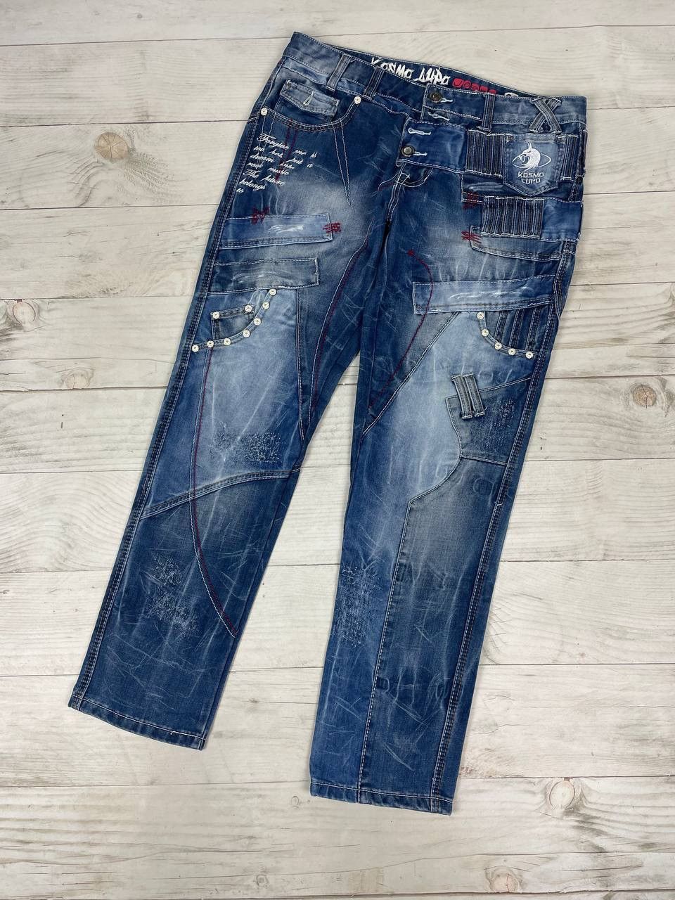 Japanese Brand Kosmo Lupo Denim Jeans Patchwork Multipockets Y2K Size US 36 / EU 52 - 1 Thumbnail