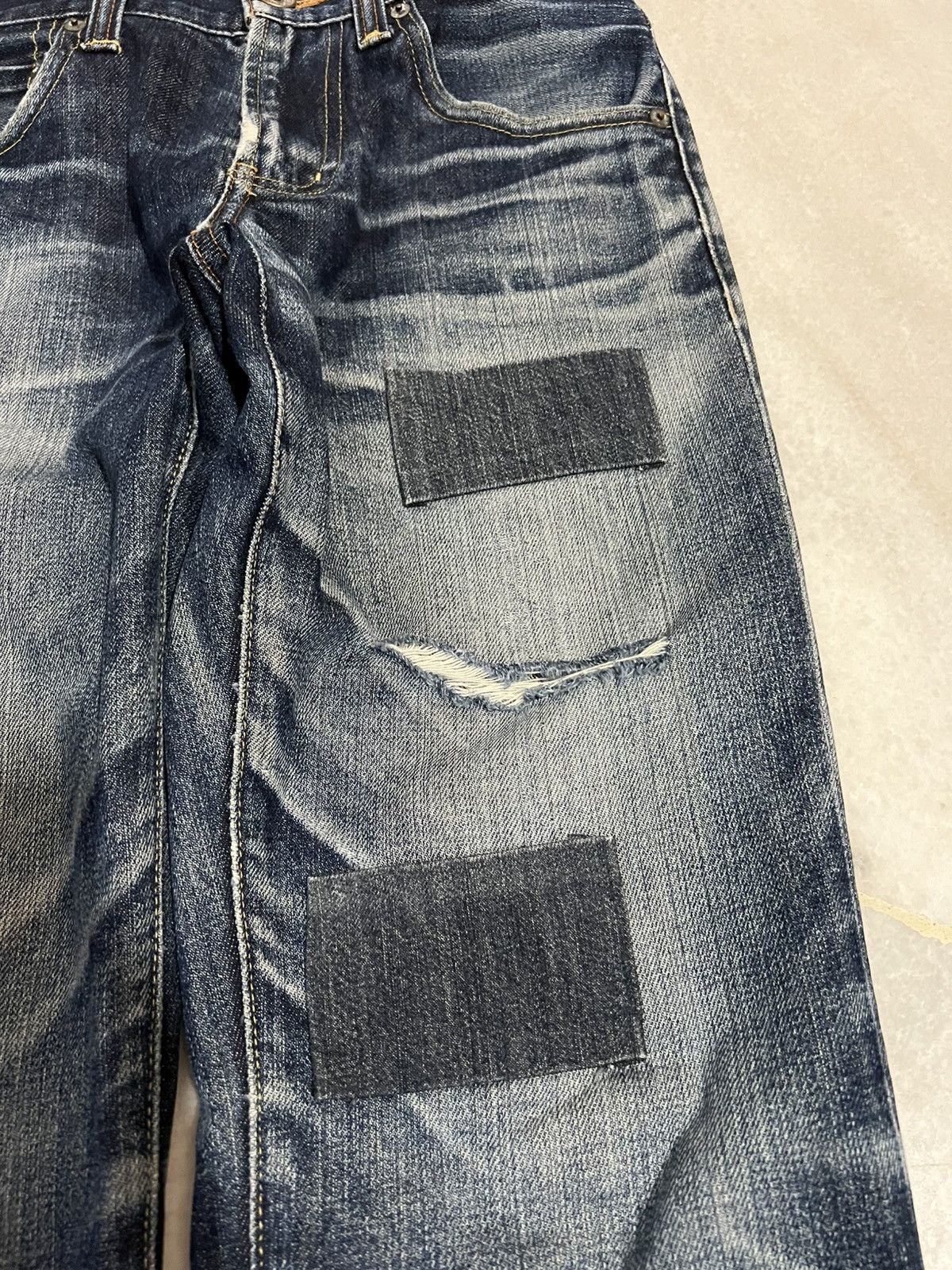 If Six Was Nine × Le Grande Bleu (L.G.B.) 🌈Vintage Back Number Kaihara denim Distressed Jean Size US 29 - 7 Thumbnail