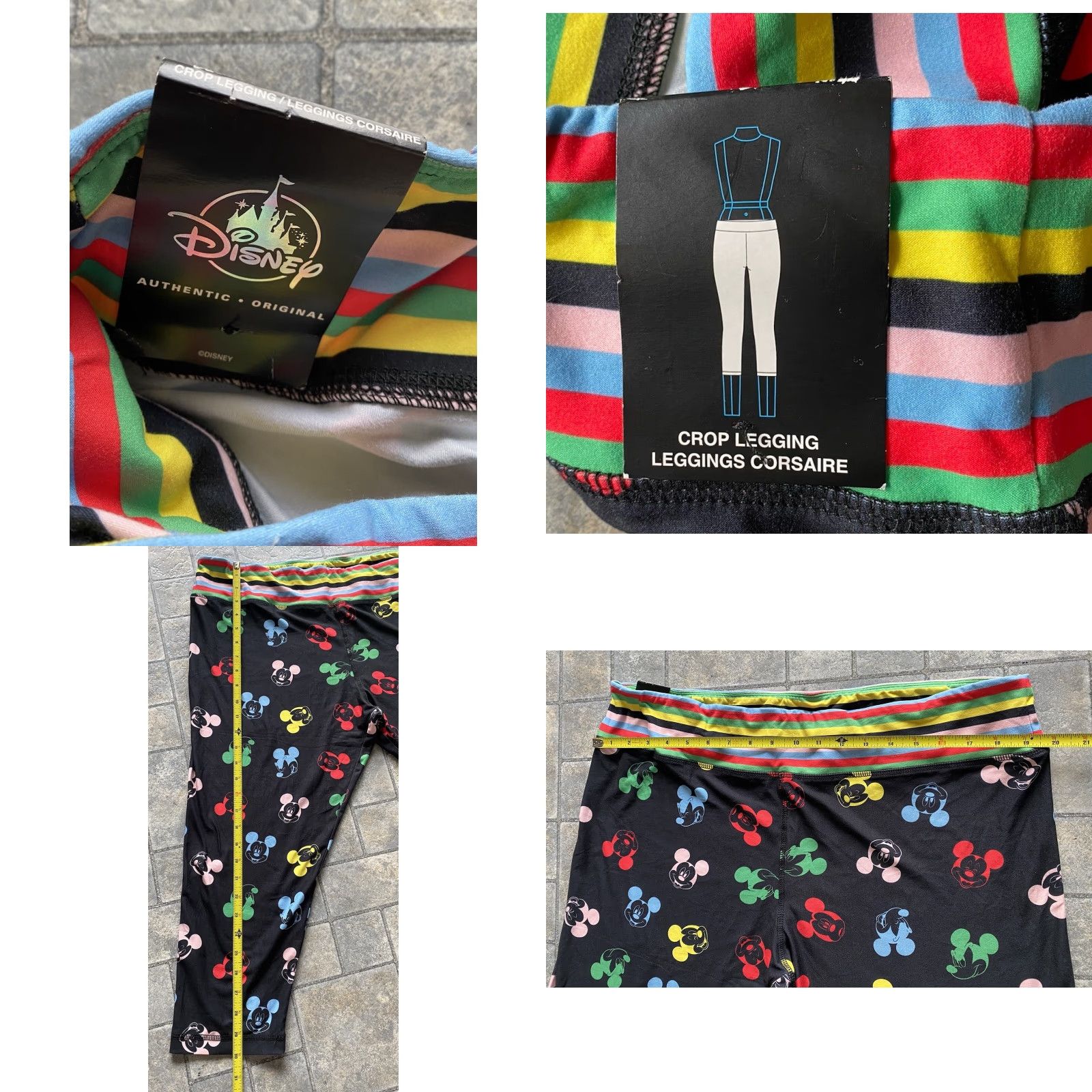 Disney Disney Mickey Mouse Leggings Women 1X Cropped Black Multicolor Size 40" / US 18 - 8 Thumbnail