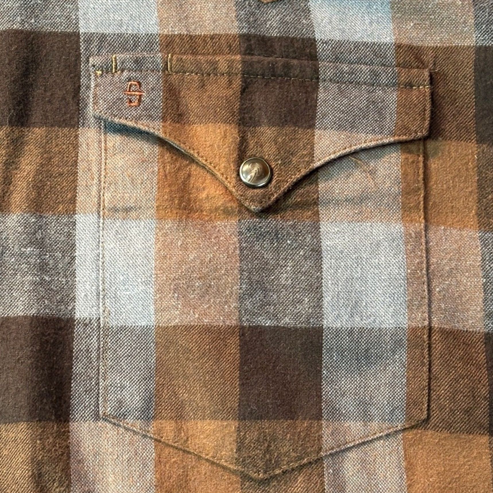 Stetson Stetson Shirt Plaid Flannel Western Brown Blue Pearl Snap Large L Long Sleeve Regular Mens Fall Double Flap Size US L / EU 52-54 / 3 - 5 Thumbnail