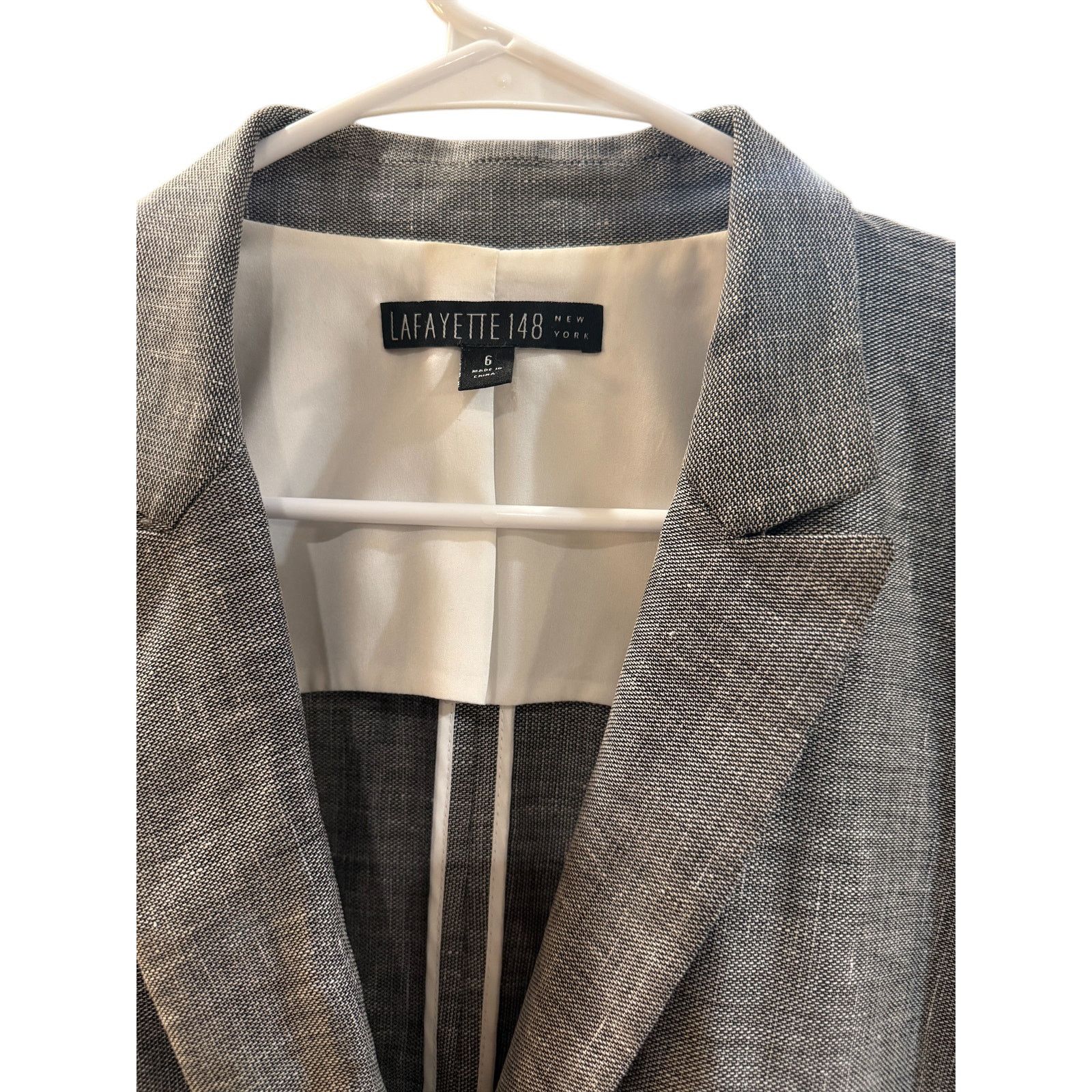 Lafayette 148 Lafayette 148 Gray Textured Wool Blazer Tailored 6 Size M / US 6-8 / IT 42-44 - 3 Thumbnail