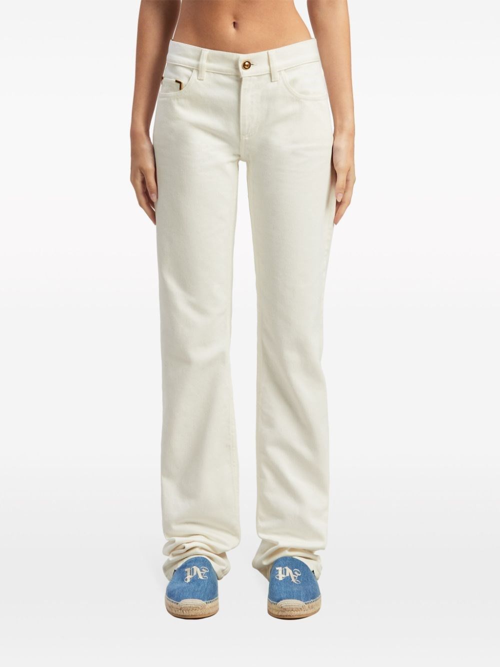 Palm Angels o1s22i1n0824 Gold Metal Detailing Jeans in White Size 27" / US 4 / IT 40 - 2 Thumbnail