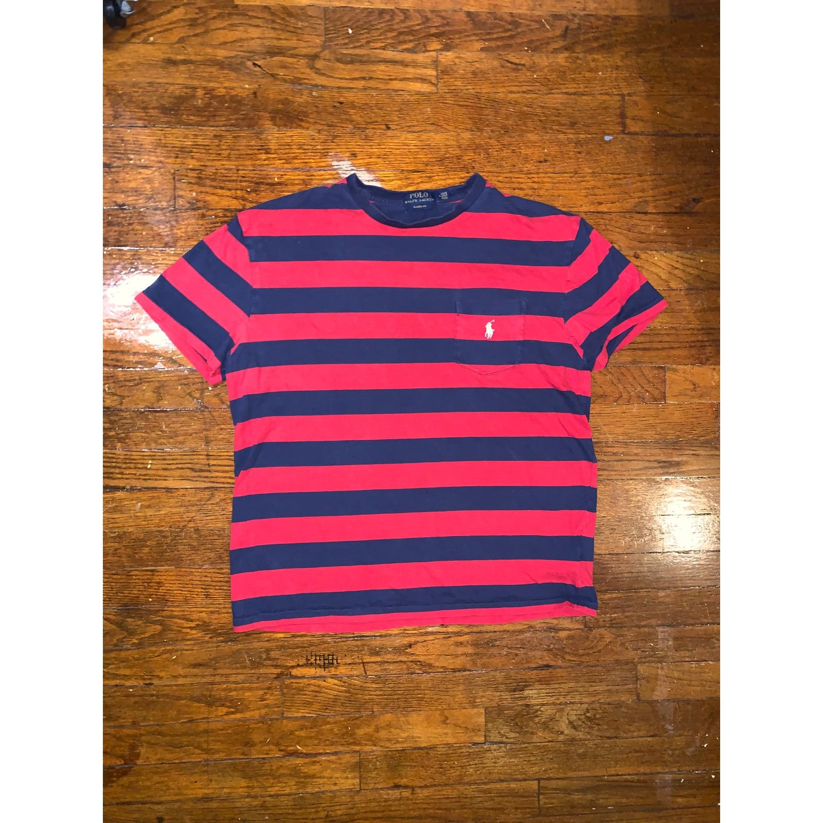 Polo Ralph Lauren Triple Pocket Tee Red Navy Stripe Mens M