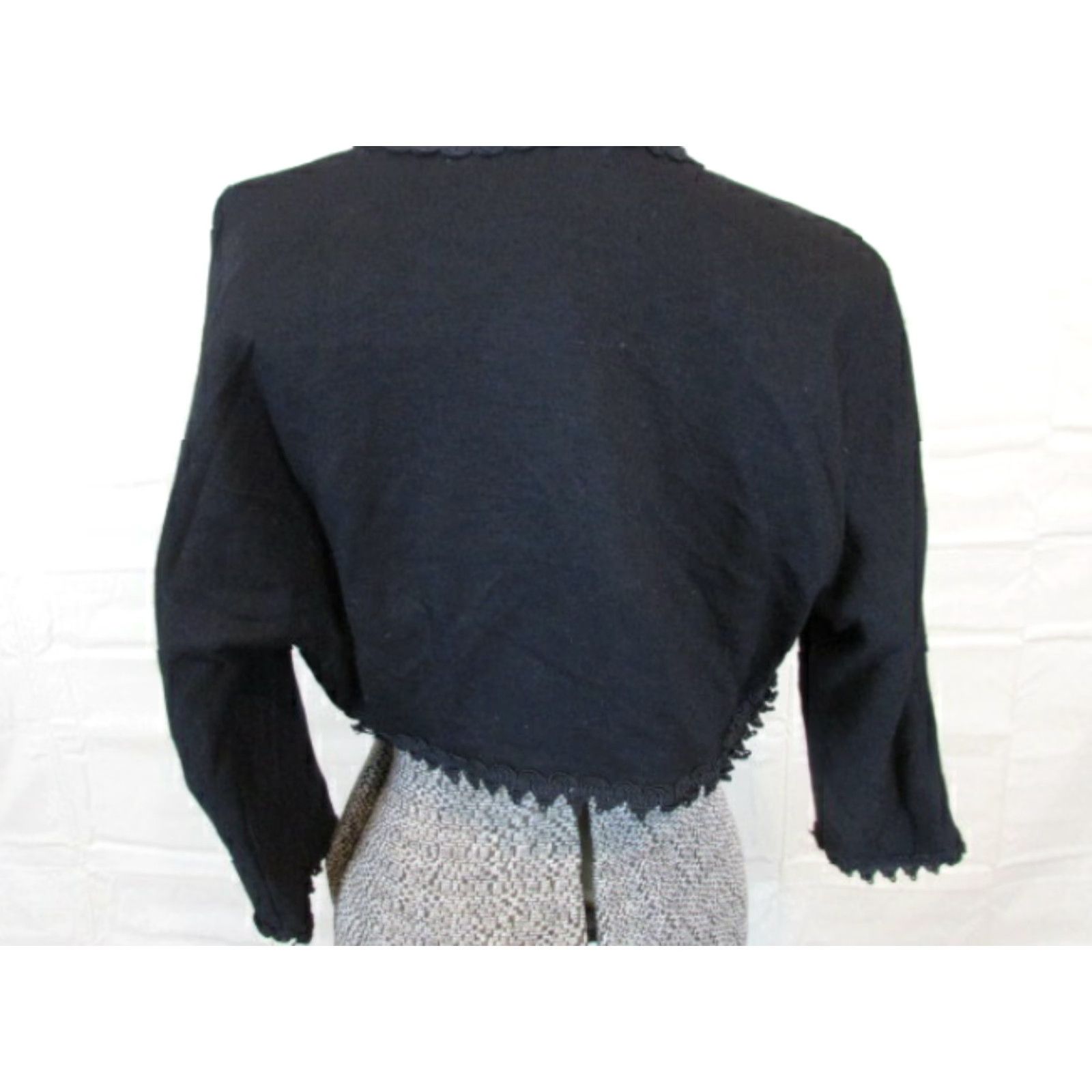 Vintage VINTAGE Specialty House Vest Shirt Womens 100% Wool Fringe Black 30s 40s Size 18 Juniors Short Sleeve Size XXL / US 16-18 / IT 52-54 - 5 Thumbnail