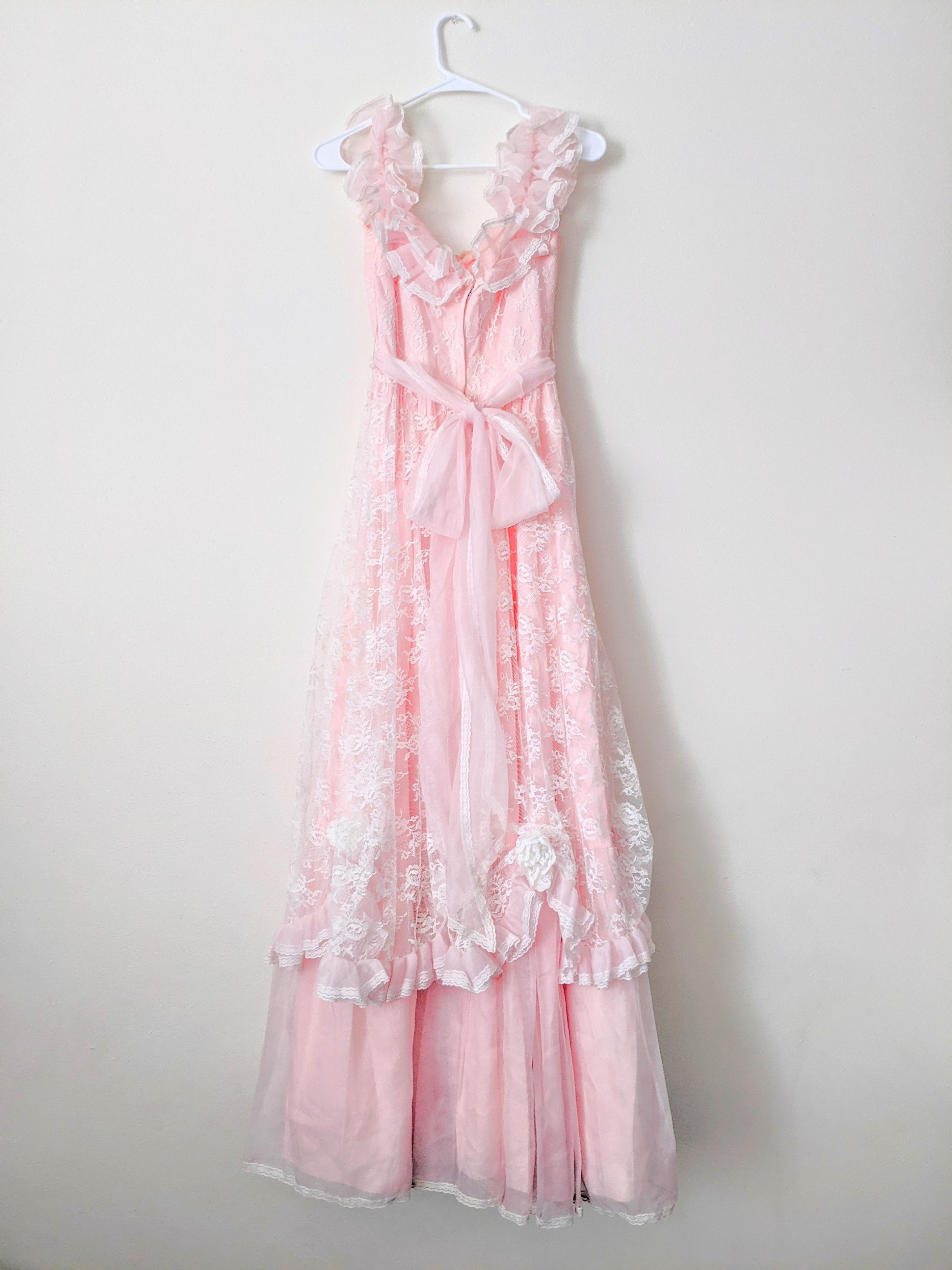 Other Vintage Lorrie Deb Pink Floral Princess Ruffle Flare Dress Size M / US 6-8 / IT 42-44 - 6 Thumbnail
