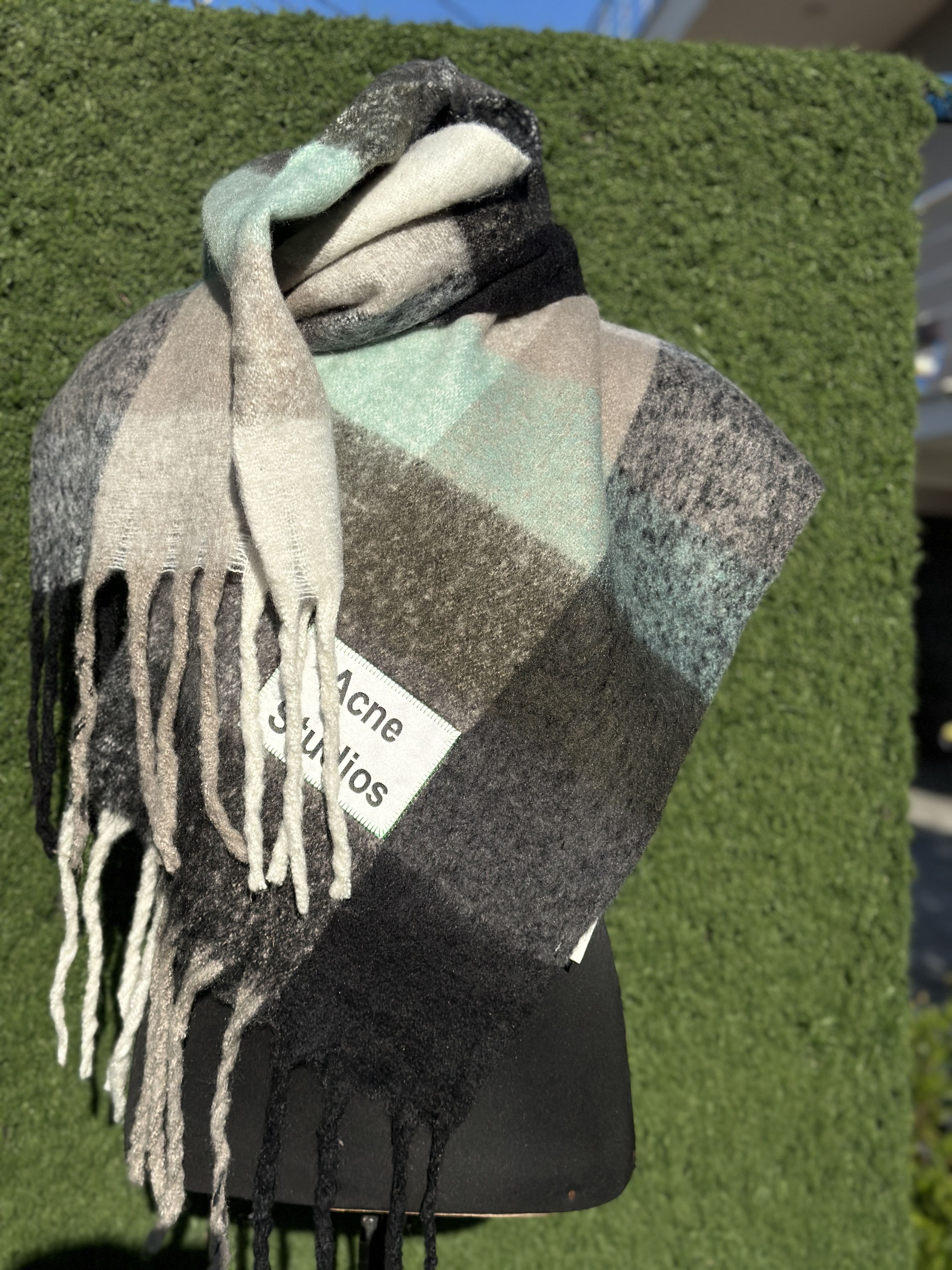 Acne Studios Acne Studios Wool Blend Check Scarf Gray Large 250x 35 cm Size ONE SIZE - 8 Thumbnail