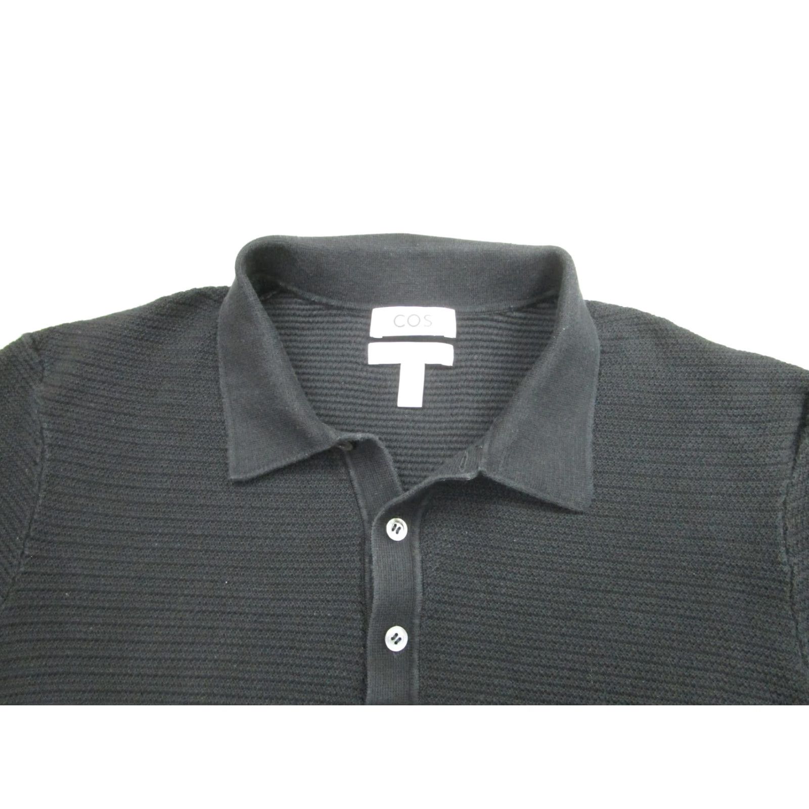 Cos COS Polo Shirt Mens XL Black Textured Knit Cotton Short Sleeve Polo Mens XL Black Knit Cotton Short Sleeve Rockabilly Banlon Size US XL / EU 56 / 4 - 3 Thumbnail