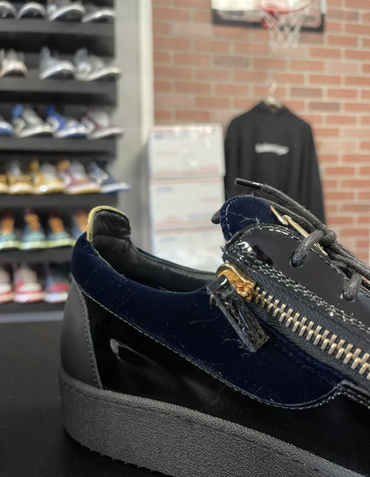Giuseppe Zanotti Size 12 - Giuseppe Zanotti Men’s Frankie" Blue Velvet Black Size US 12 / EU 45 - 11 Thumbnail