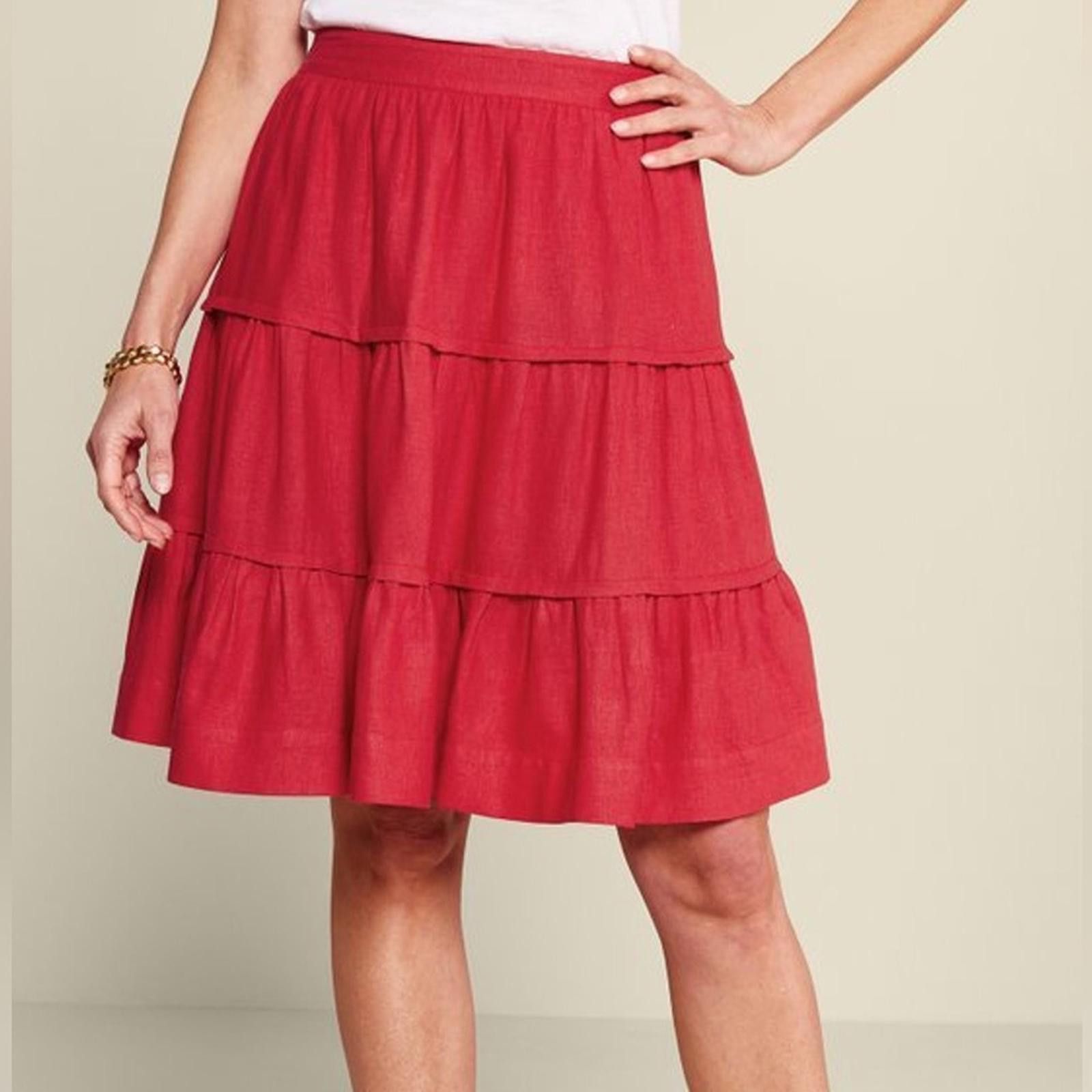 Other Soft Surroundings Medium Linen Skirt A Line EUC Red “Talia” Size 32" / US 10 / IT 46 - 1 Thumbnail