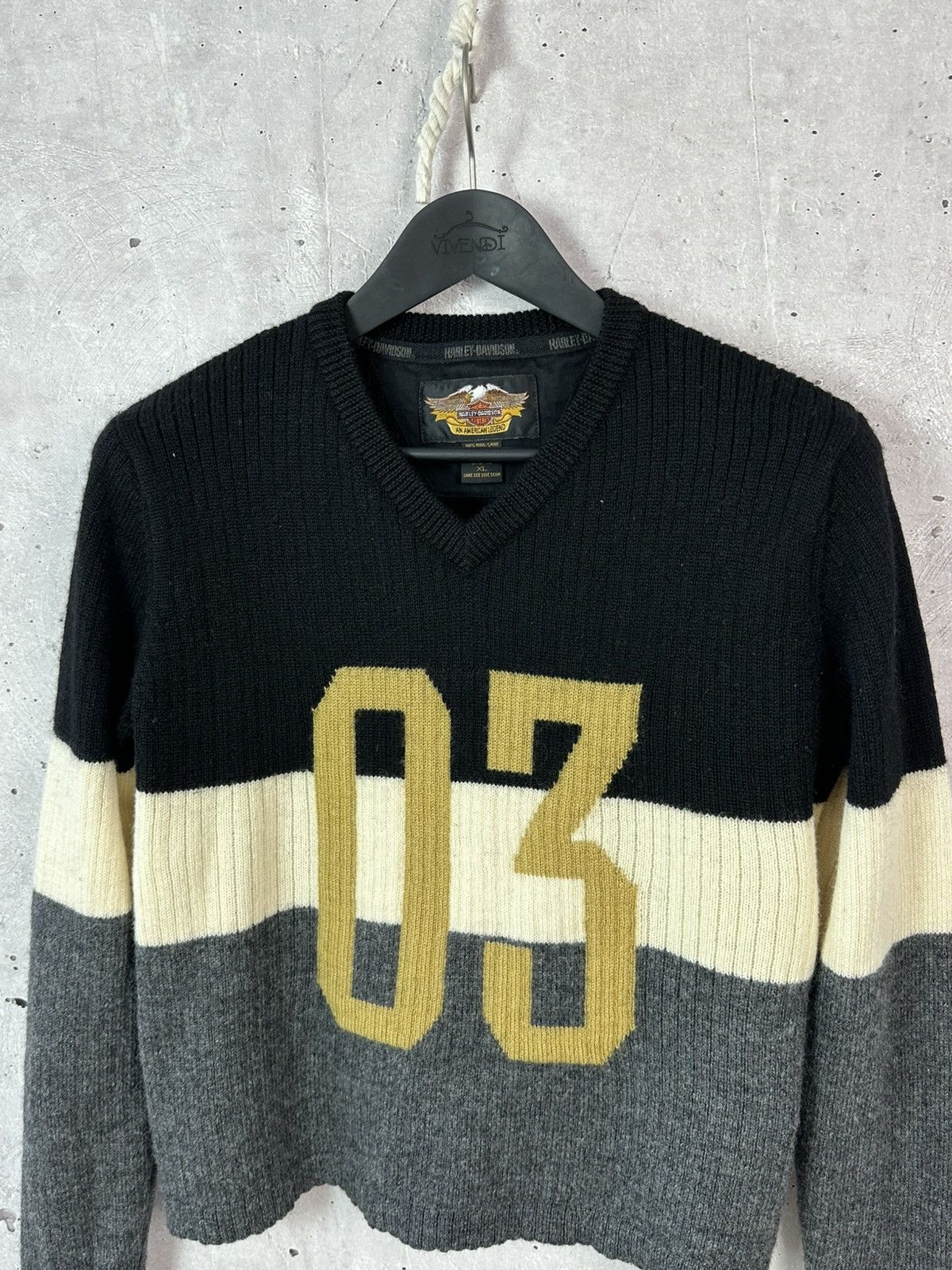 Vintage Vintage Harley Davidson Wool Made in Japan Sweater Size XL / US 12-14 / IT 48-50 - 2 Thumbnail