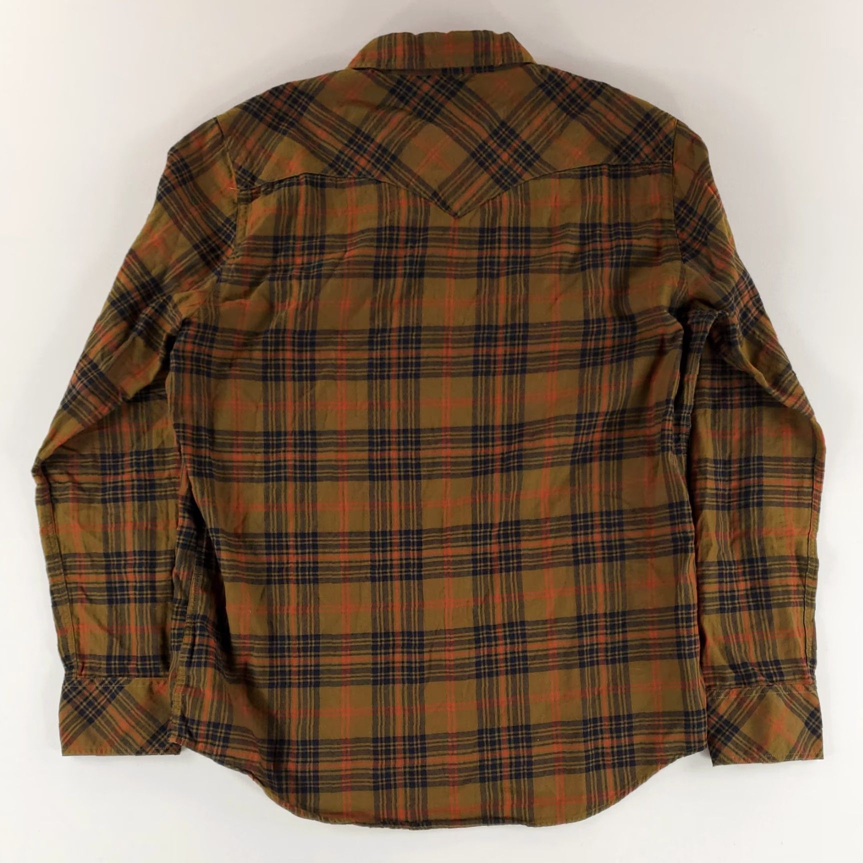 Tecovas VINTAGE Tecovas Pearl Snap Shirt Brown Blue Orange Plaid Long Sleeve Mens L Size US L / EU 52-54 / 3 - 3 Thumbnail