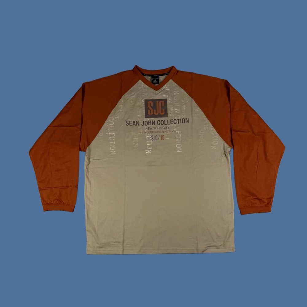 Sean John VINTAGE Sean John SJC Raglan Long Sleeve T-Shirt Hip Hop Men 2XL Beige 2000s Size US XXL / EU 58 / 5 - 1 Thumbnail