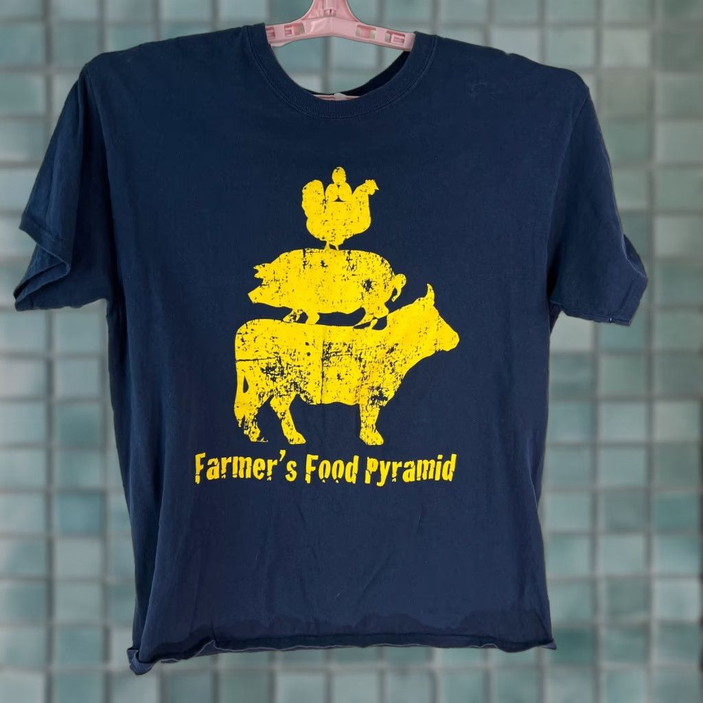 Gildan Gildan Farmer's Food Pyramid Mens T Shirt Blue L Heavy Cotton Graphic Short Sleeve Crew Neck Regular Fit Size US L / EU 52-54 / 3 - 1 Thumbnail