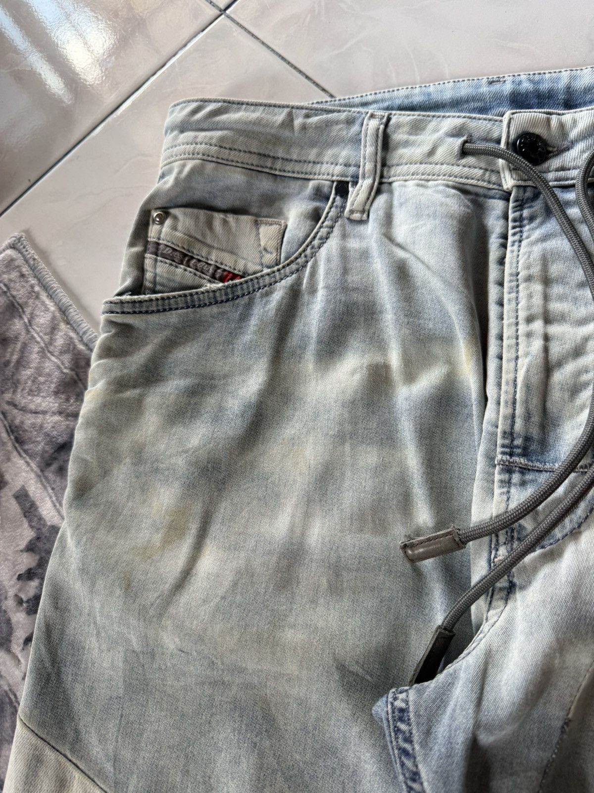 Diesel × Vintage 2000s Diesel Narrot Dr-Ne Denim Hybrid Sweatpants Size US 31 - 9 Thumbnail