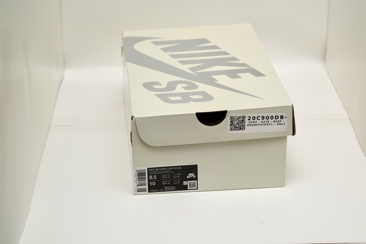 Nike × Supreme SUPREME 94 Nike SB Dunk Low OG QS FW25 White Silver Size US 8.5 / EU 41-42 - 10 Thumbnail