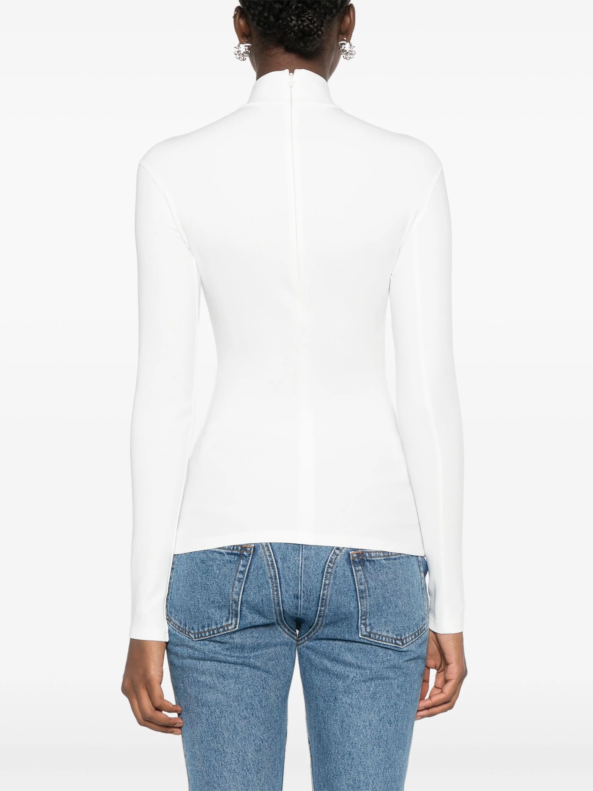 Mugler o1s22i1n1024 Long-Sleeved Star Top in White Size S / US 4 / IT 40 - 4 Thumbnail
