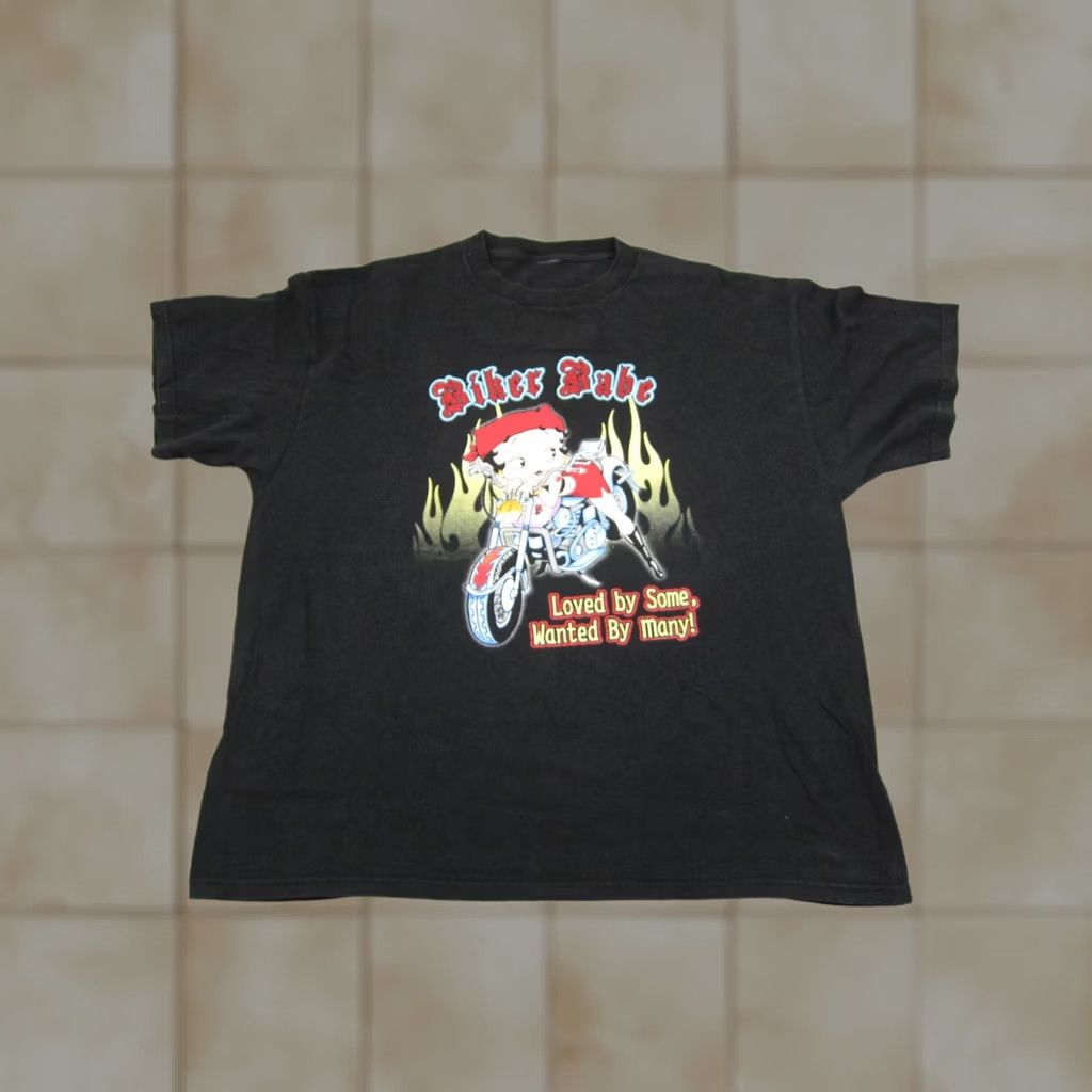 Vintage Vintage Betty Boop Shirt XL Black Motorcycle Biker 90s Mens T-Shirt Betty Boop, Motorcycle, Biker, 90s, XL, Black, Men Size US XL / EU 56 / 4 - 1 Thumbnail