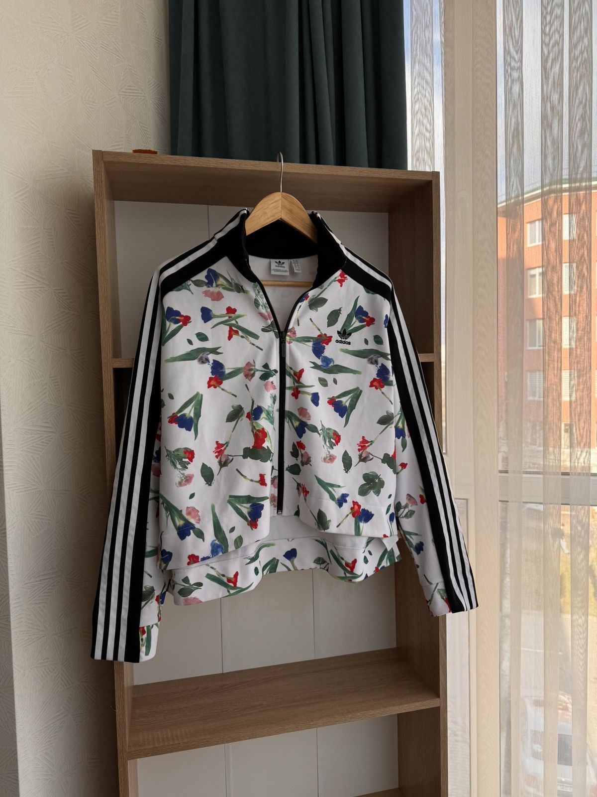 Vintage Adidas Allover Floral Tulips Cropped Track TopJacket